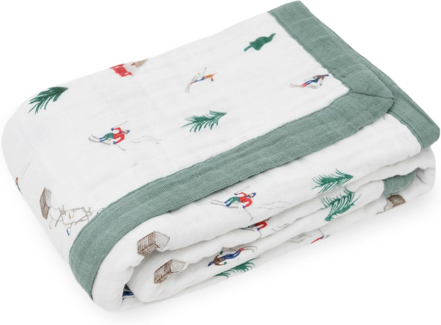 Little Unicorn Newborn Receiving Quilt | Ultra- Soft, Multi-Layered Muslin Fabric | Gift for Newborns & on-The-go (Powder Party)