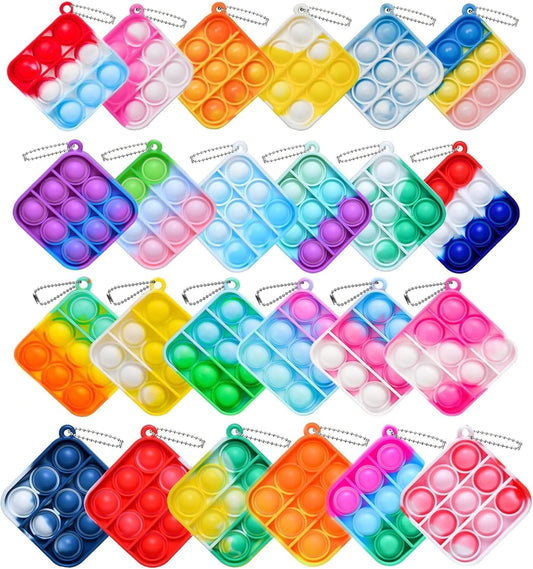 12 Pcs Pop Fidget Keychain, Mini Fidget Toys Bulk, Party Favors for Kids, Kids Goodie Girls Bag Stuffers Fidgets for Classroom Prizes Sensory for Kids Christmas Party Favors
