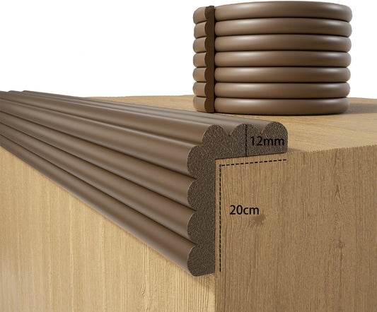 Baby Proofing Wall Corner Protector,Edge Guard Corner Protector,6.56ft Thinken Soft Corner Protectors Pre-Taped Soft Rubber Foam Edge Cushion for Furniture (Brown-L, 6.56Ft x 7.8" W x 0.47" Th)