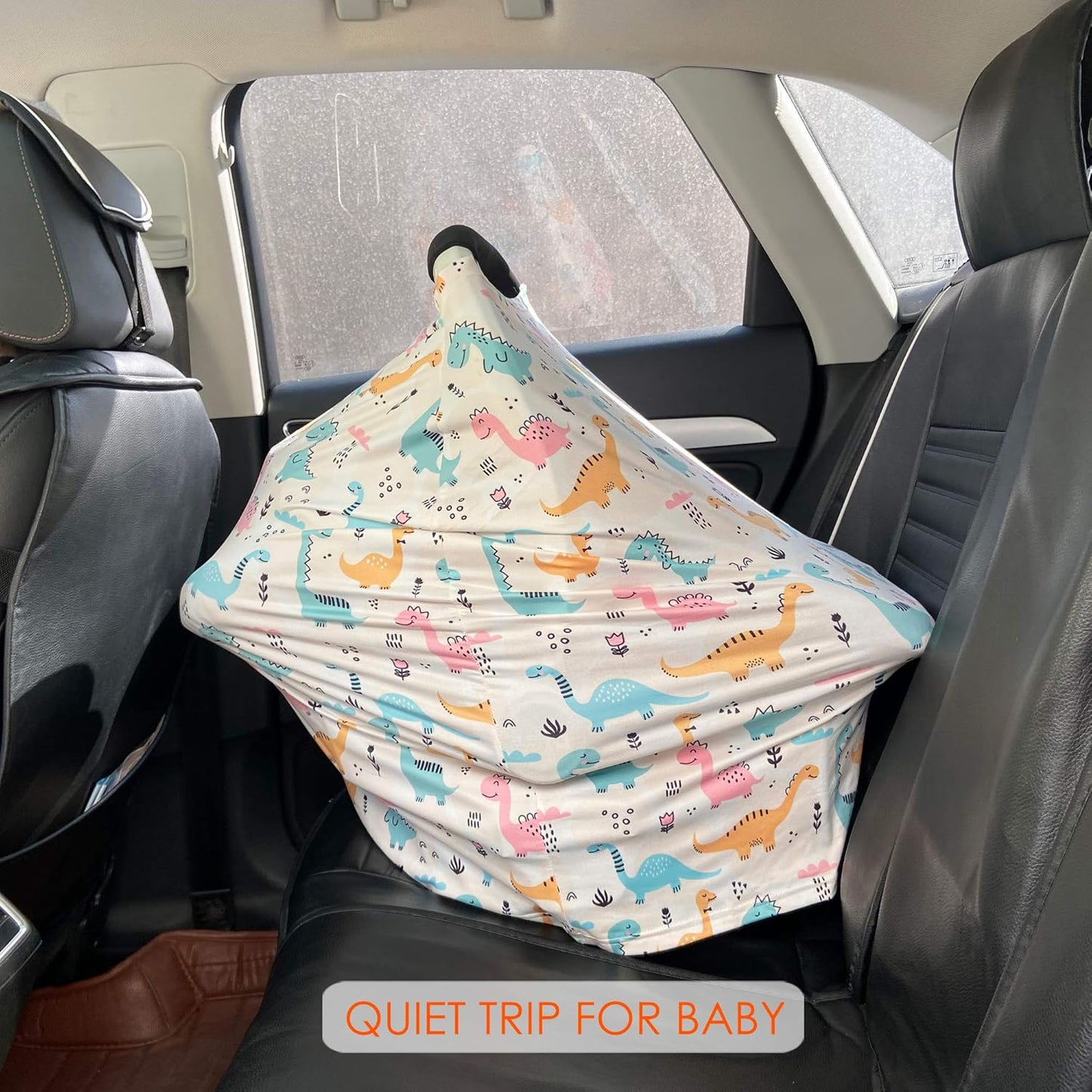 Multi-use Carseat Covers Breastfeeding Cover - Car Seat Covers for Babies, Stretchy Carseat Canopy Cover, Boys and Girls Shower Gifts (Colours Dinosaur)