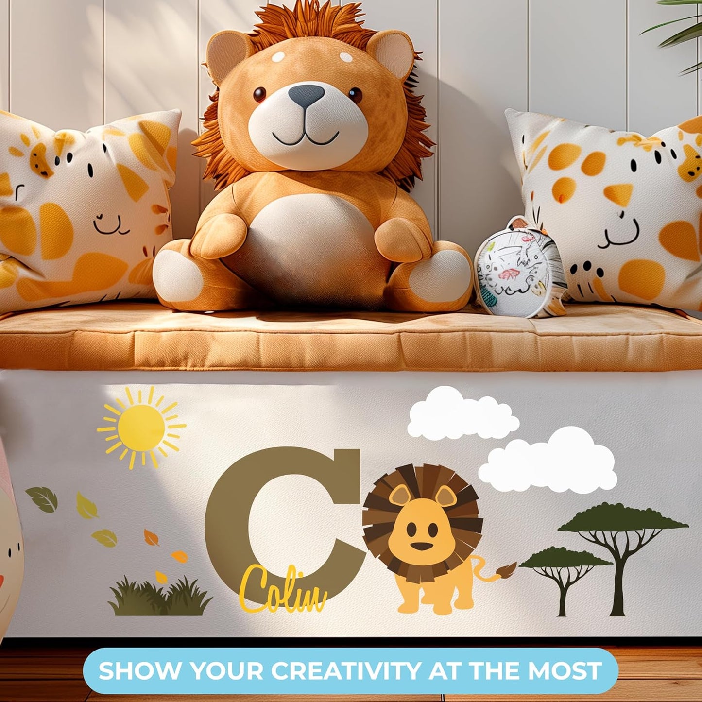 CRYPTONITE Lion King Personalized Name Decal, Multicolor Options, Wall Decor, Vinyl, for Baby & Kids