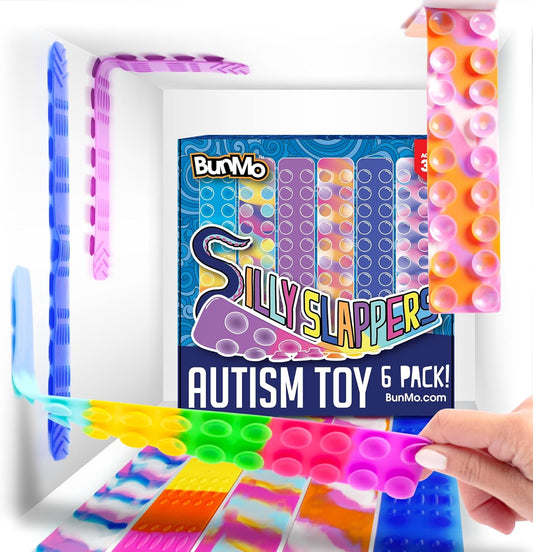 BUNMO Stretchy Strings - Sensory Toys for Toddlers 1-3 - Stimulating & Addictive Sensory Toys for Kids with Autism - Fidget Toy for Anxiety & Stress Relief - Hours of Fun for Kids - Suction 6pk