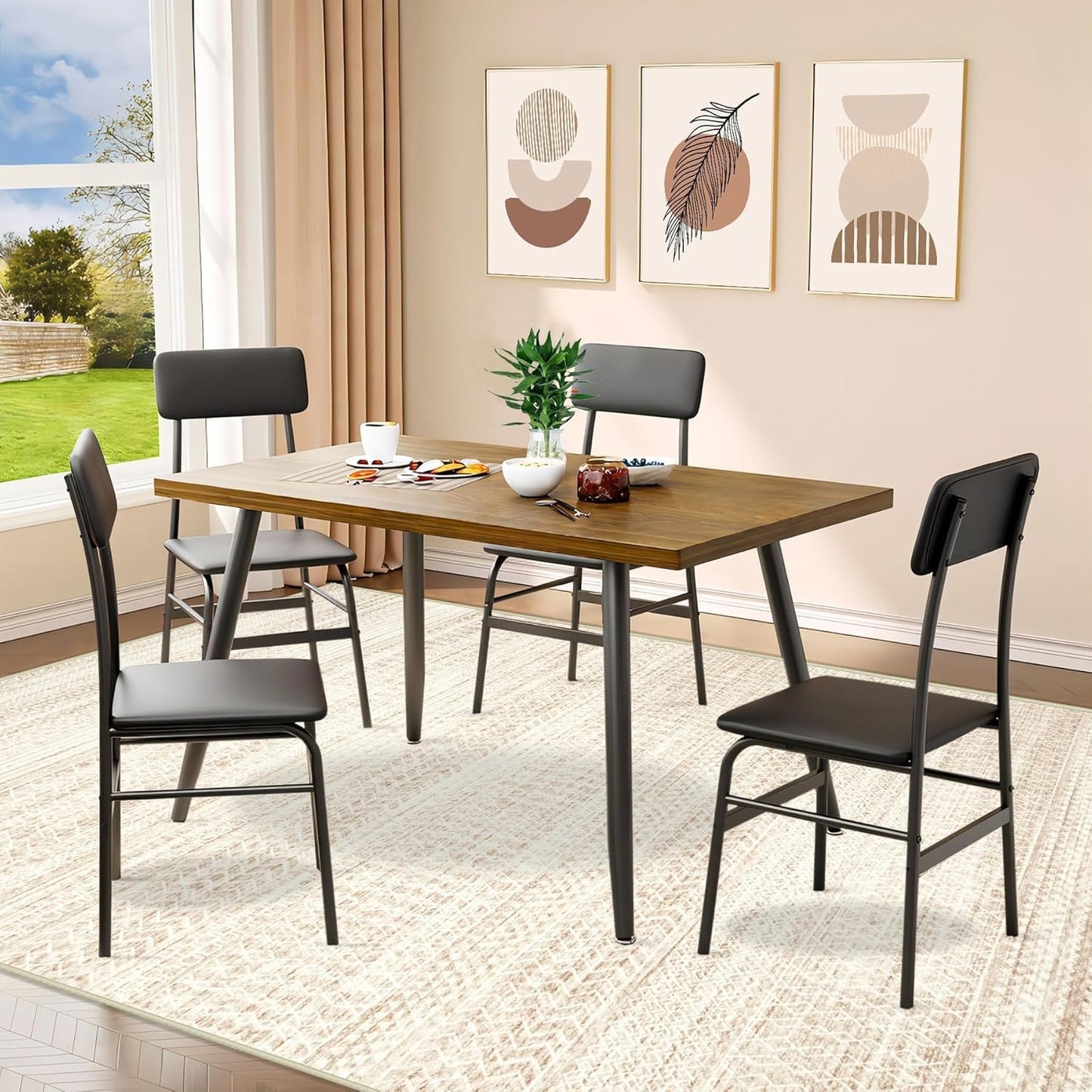 Moroccan Large Area Rug 6x9 - Soft Machine Washable Geometric Boho Distressed Farmhouse Rug Morden Stain Resistant Indoor Floor Carpet for Bedroom Dining Table Nursery Home Office(6'x9',Ivory Beige)