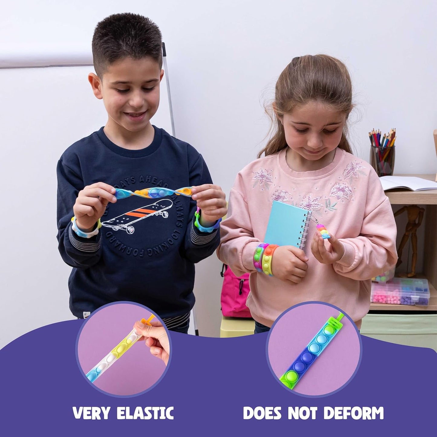 Pop It Bracelets and Keychains Kids Party Favors Pack 30 - BONNYCO | Goodie Bags Stuffers For Kids Fidget Toys Bulk, Birthday Party Favors for Kids Pinata Stuffers, Goody Bag Stuffers for Kids Pop Its