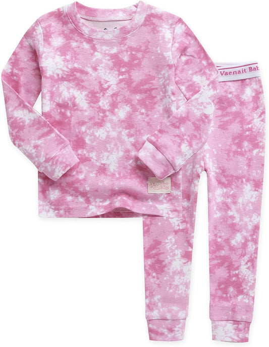 VAENAIT BABY 12M-12Y Toddler Kids Boys Girls 100% Cotton Marbling Tiedye Sung Fit Sleepwear Pajamas 2pcs Pjs Set