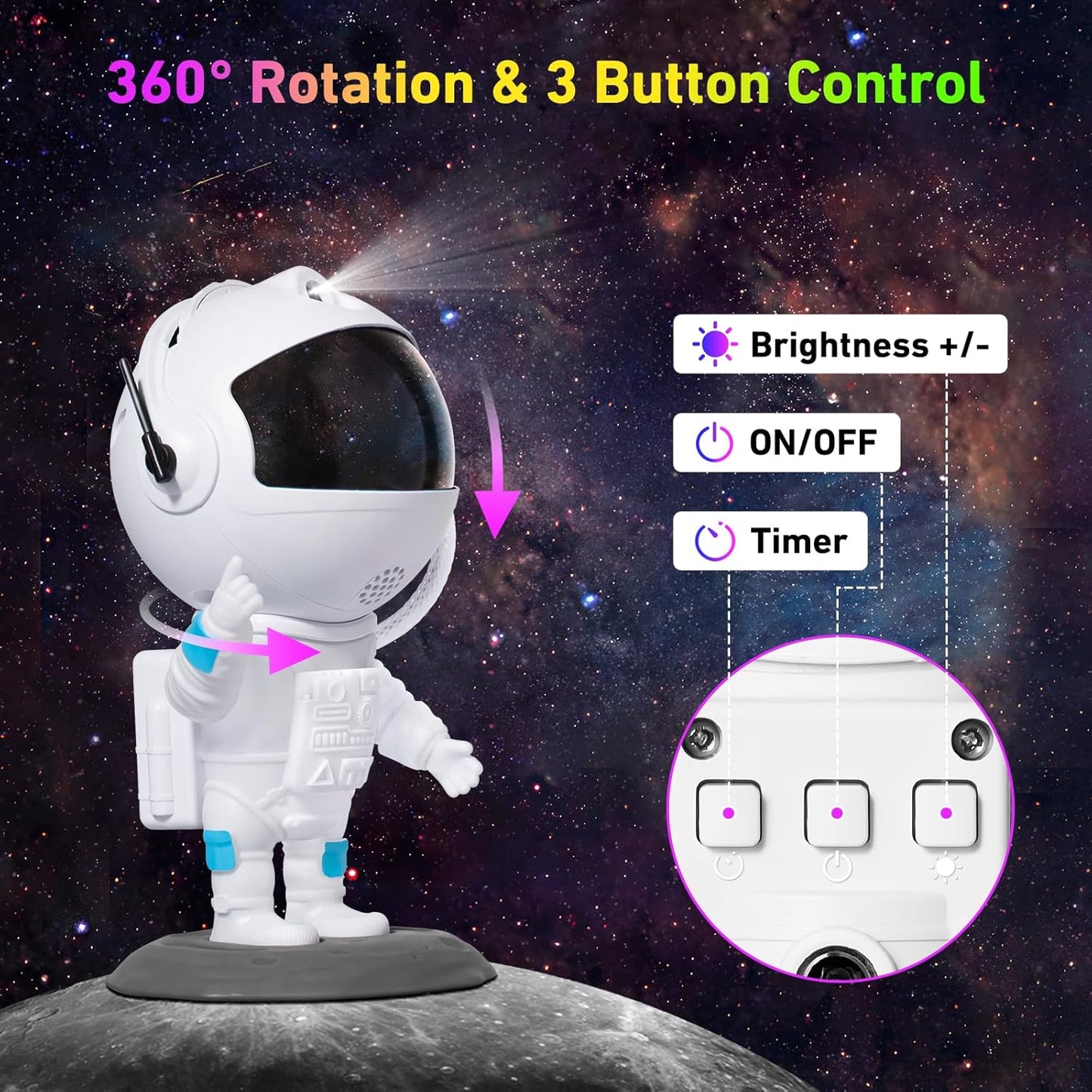 Galaxy Projector, Star Projector with 12 Space Films, Astronaut Galaxy Projector for Bedroom with Timer, Planetarium Projector Ceiling Nebula Night Light for Kids Adults Gift Living Game Room