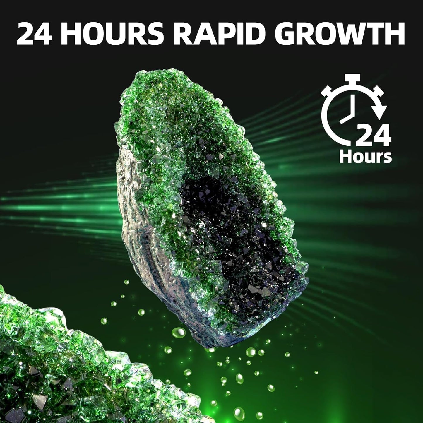 GobiDex Geodes Crystal Growing Kit for Kids, 24-Hour Fast Crystal Growth, Science Experiments Kit with Display Cases - DIY STEM Toys, Educational Gifts for Boys&Girls Ages 8-12,Geology Rock Collection