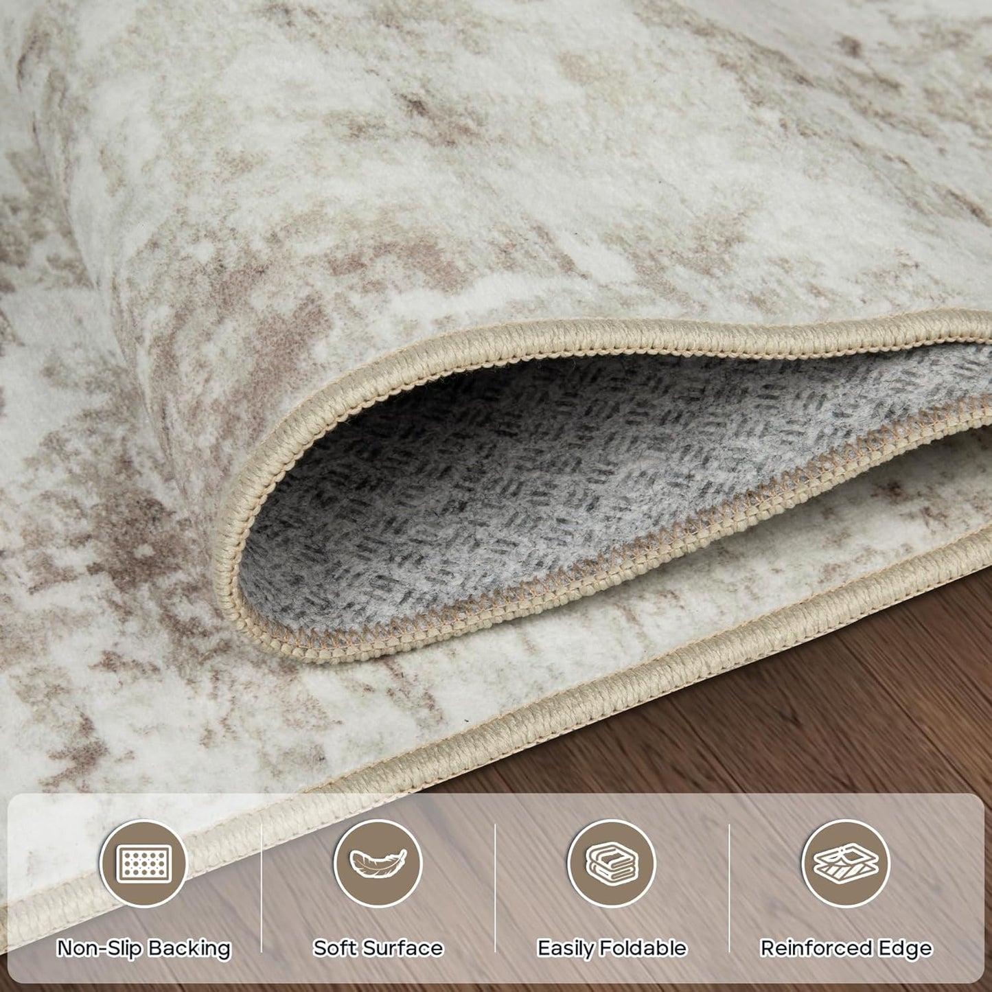 9x12 Area Rugs for Living Room Rug Washable: Modern Large Rug for Dining Room Bedroom Carpet Non Slip 9 by 12 Indoor Abstract Nursery Home Office Beige