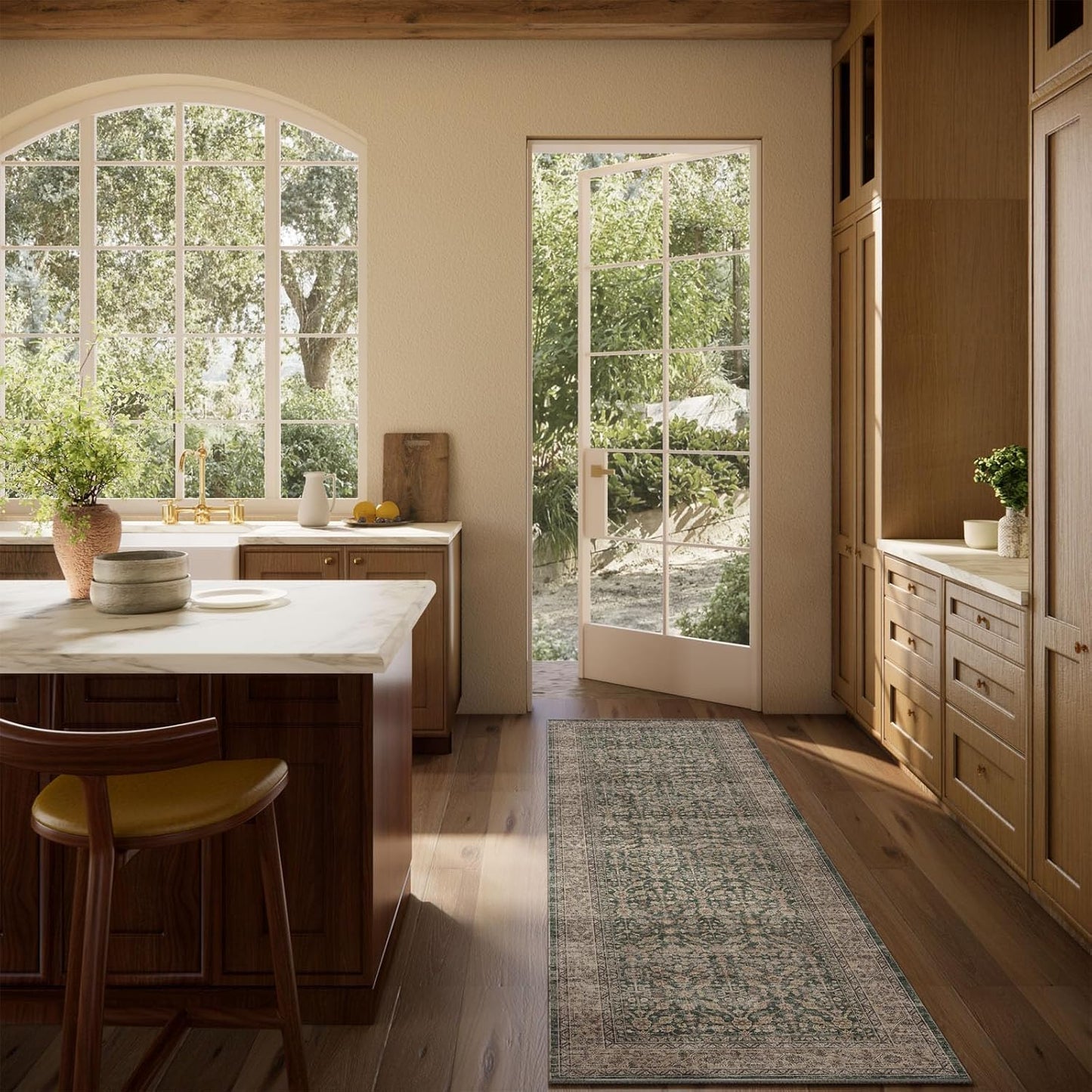 Machine Washable Hallway Runner Rugs: 2'6"x8' Kitchen Rug Stain Resistant Non Slip Low Pile Soft Carpet Runners for Hallways Indoor Entryway Kitchen Laundry Room Bedroom Bathroom Farmhouse