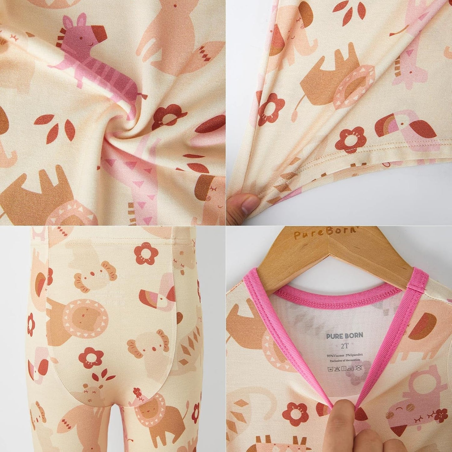 pureborn Baby Toddler Kids Viscose from Bamboo Pajamas Set Pjs 2pcs 18M-8Y