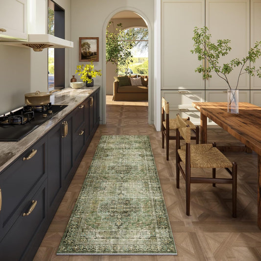 Machine Washable Kitchen Runner Rug: 2'x6' Hallway Rug Non Slip Low-Pile Stain Resistant Soft Carpet Runners for Entryway Hallways Kitchen Laundry Room Beside Farmhouse