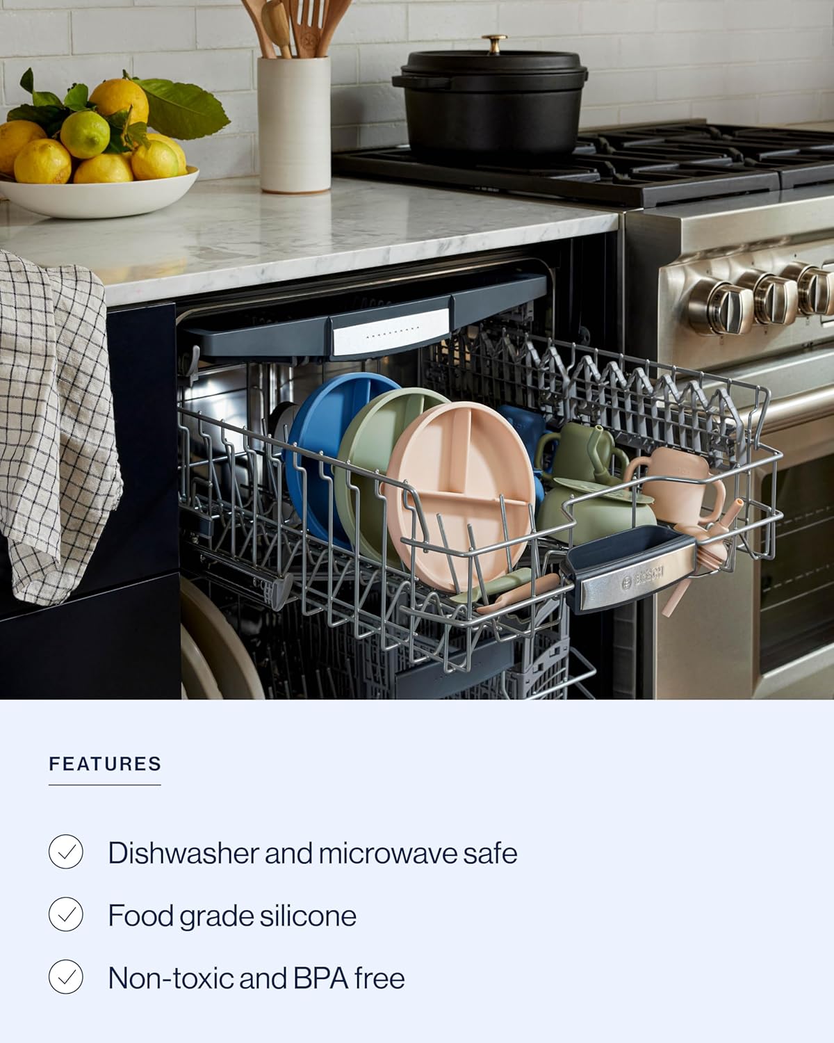 Lalo Suction Plates - 2 Pack, 100% Silicone Non-Toxic BPA-Free Baby Plates with Suction Base To Prevent Accidental Tip-Overs - Suction Plates for Toddlers With Three Divided Sections - Grapefruit