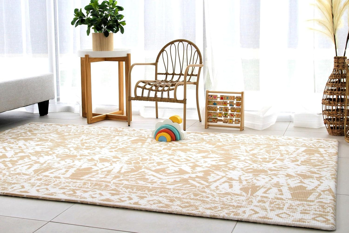 Cushmat Stylish Reversible Foam Play Mat (Large, Explorer - Gray Sand) - Soft, Waterproof, Durable Play mat for Infants, Babies, Toddler, Kids & Grownup - 6.5ft x 4.5ft