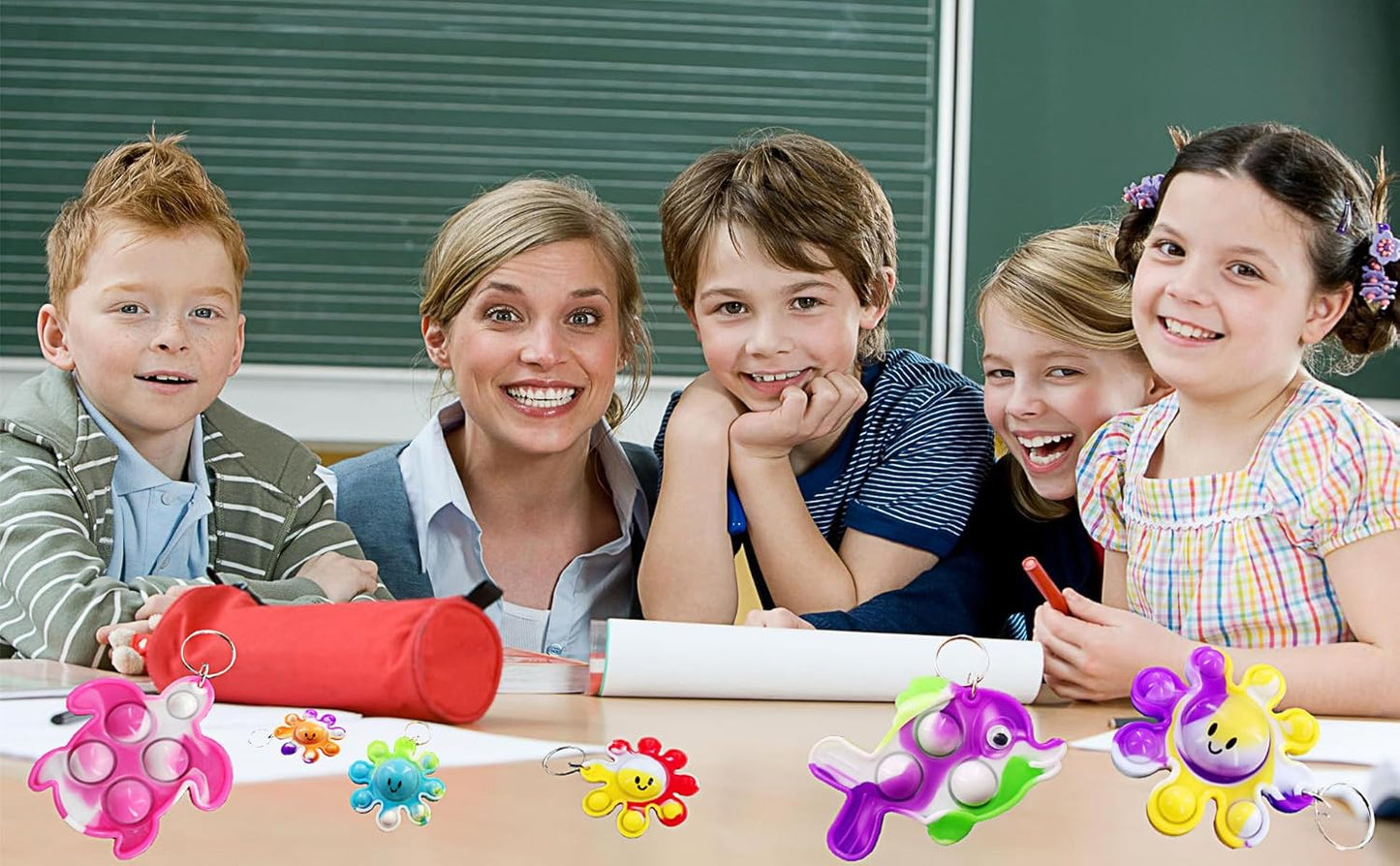 12 Packs Bulk Backpack Mini pop Keychain, for Boys and Girls Kids Birthday Party Favors Supplies Summer Students Gifts Prize