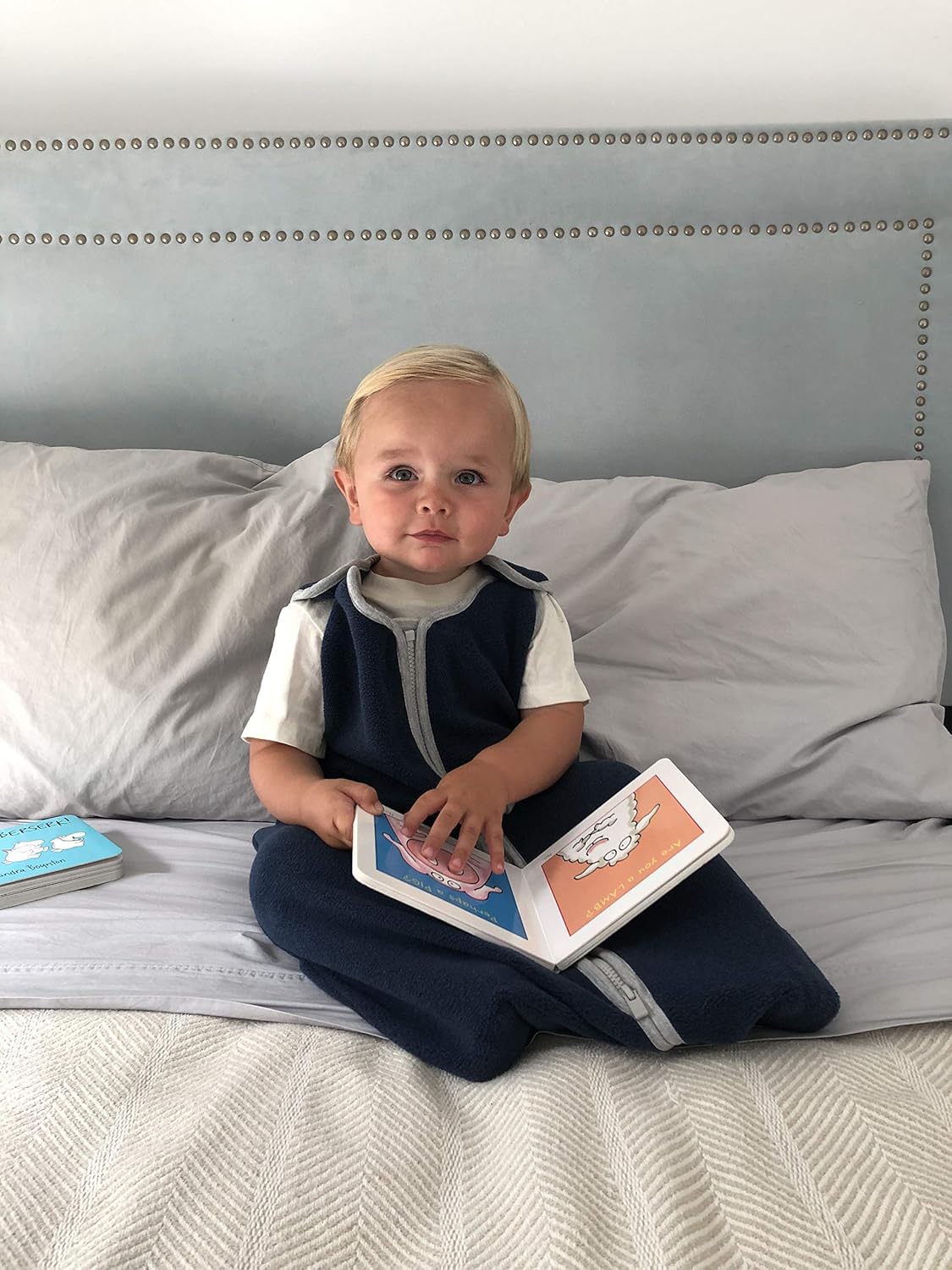 Baby Sleeping Bag Sack - Easy Care Premium Polar Fleece, Wearable Blanket - Boys & Girls. Fits Infants, With Convenient Shoulder Straps for Safe & Comfortable Sleep, Navy, Medium (6-18 Months)