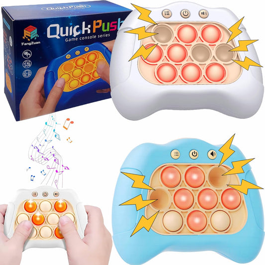 2024 New Speed Push Handheld Game Machine 2Pc-Fidget Console,Music Whack A Mole Stress Relief Fidget Toys,Squeeze Poppet Sensory Push Pop Bubble Toy,Quick Push Light Up Pop Game for Adults/Kids (WB)