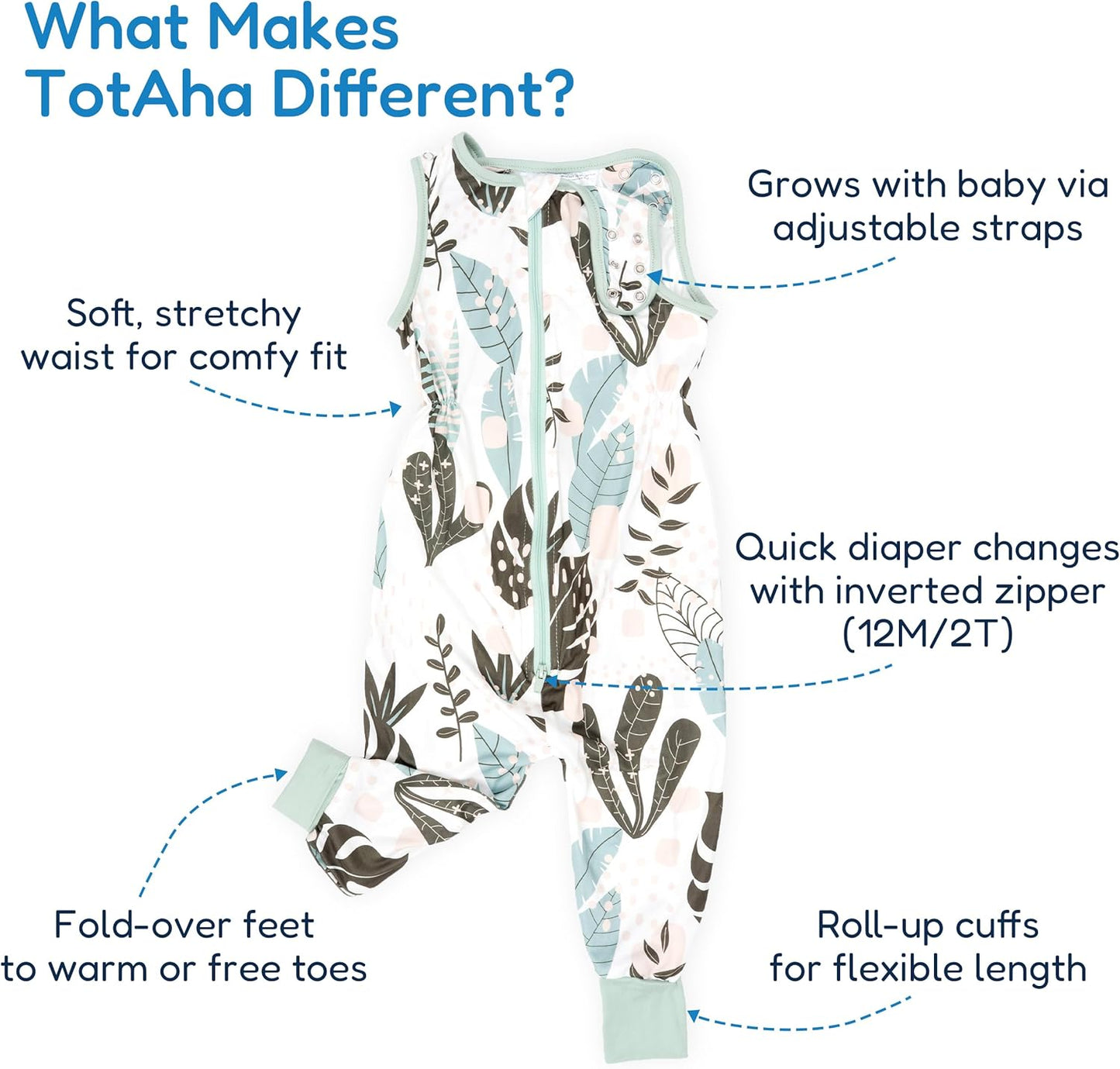 TotAha Toddler Sleep Sack with Legs, 0.5 TOG Light and Soft Baby Sleeping Bag, Walker Sleep Sack for Babies 12-24M, 2T-3T