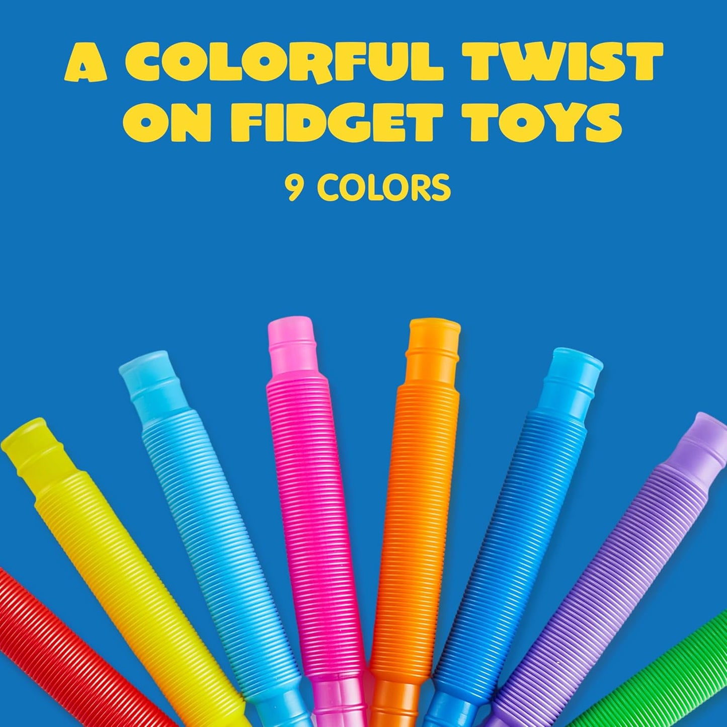 JOYIN 18 Pack Pop Tubes, Sensory Toys（Small） Fidget Tubes Party Favors - 9 Colors, Connectable and Extendable for Stress Relief - Perfect for Party, Classroom Exchange, School Reward