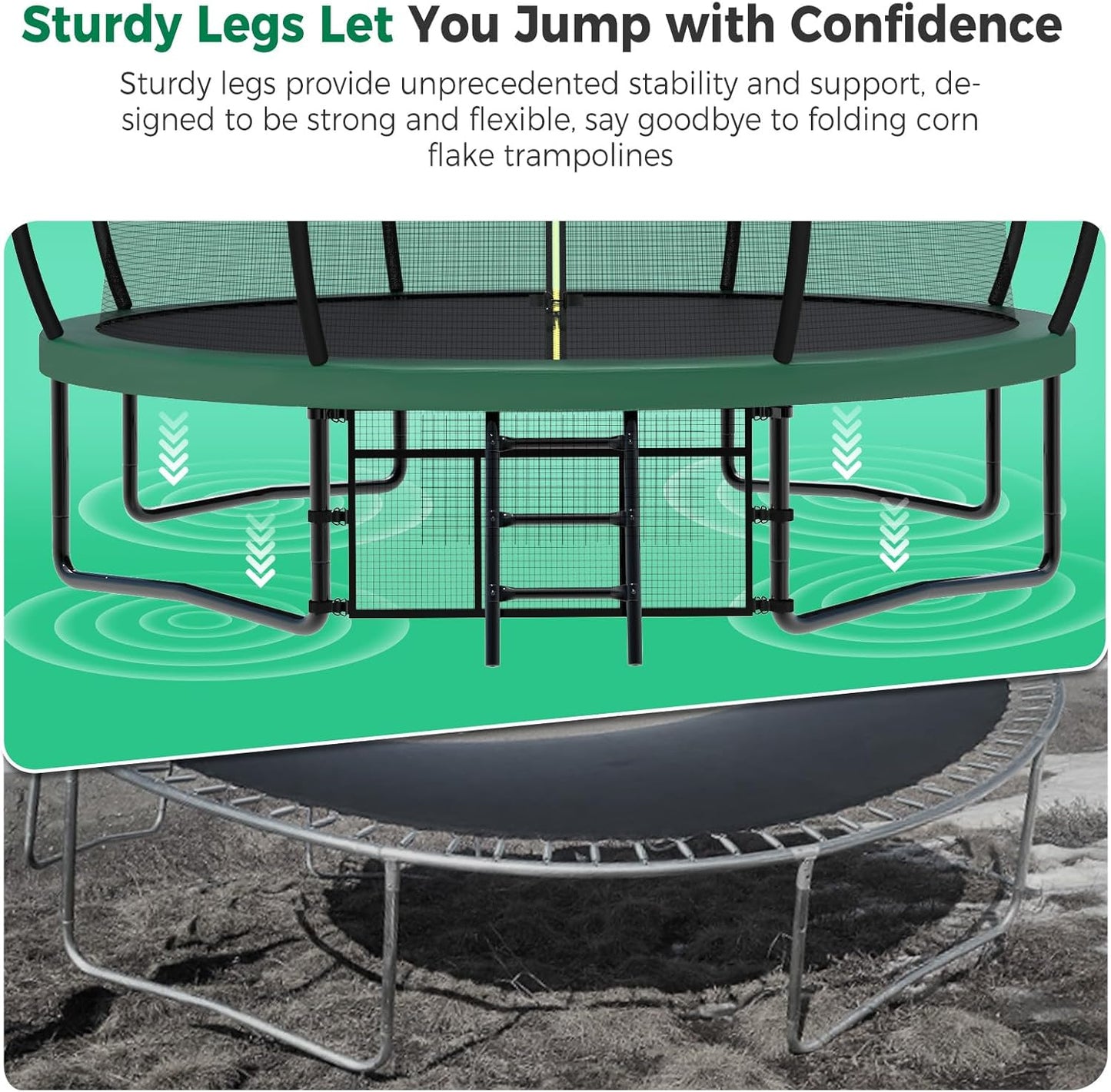 Tatub Large Trampolines Outdoor 10 12 14 15 16FT for Kids and Adults,Outdoor Recreational Pumpkin Trampolines with Curved Poles and Safety Enclosure Net, Basketball Hoop, Ladder