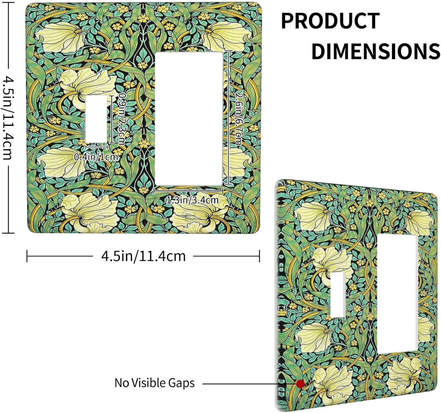 Outlet Covers William Morris Vintage Floral Yellow Flowers Green Leaf 1 Toggle 1 Rocker Combination Decorative Wall Plate Electrical Switch Plates Light Switch Cover Plate for Bedroom Decor