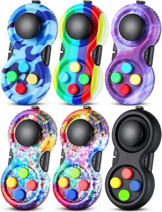 Skylety 6 Pieces Cam Fidget Pad Controller Relieve Anxiety Handheld Mini Handheld Fidget Pad Fidget Controller Stress Reducer for Adult Relieve Stress(Dazzling Colors)