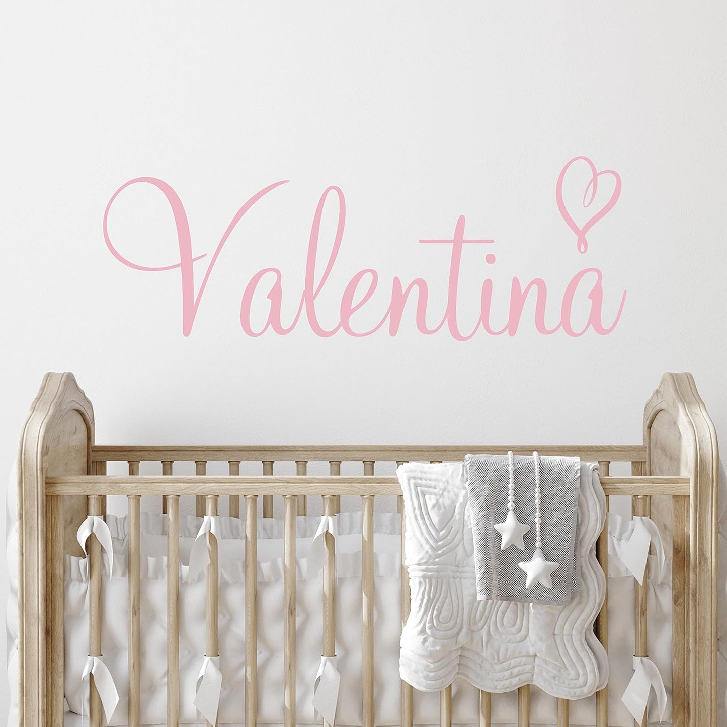 Custom Name & Heart Wall Decal- Baby Boy Girl Unisex - Nursery Decal for Home Bedroom Children - Wall Sticker (397) (22" Wide x 8" high)