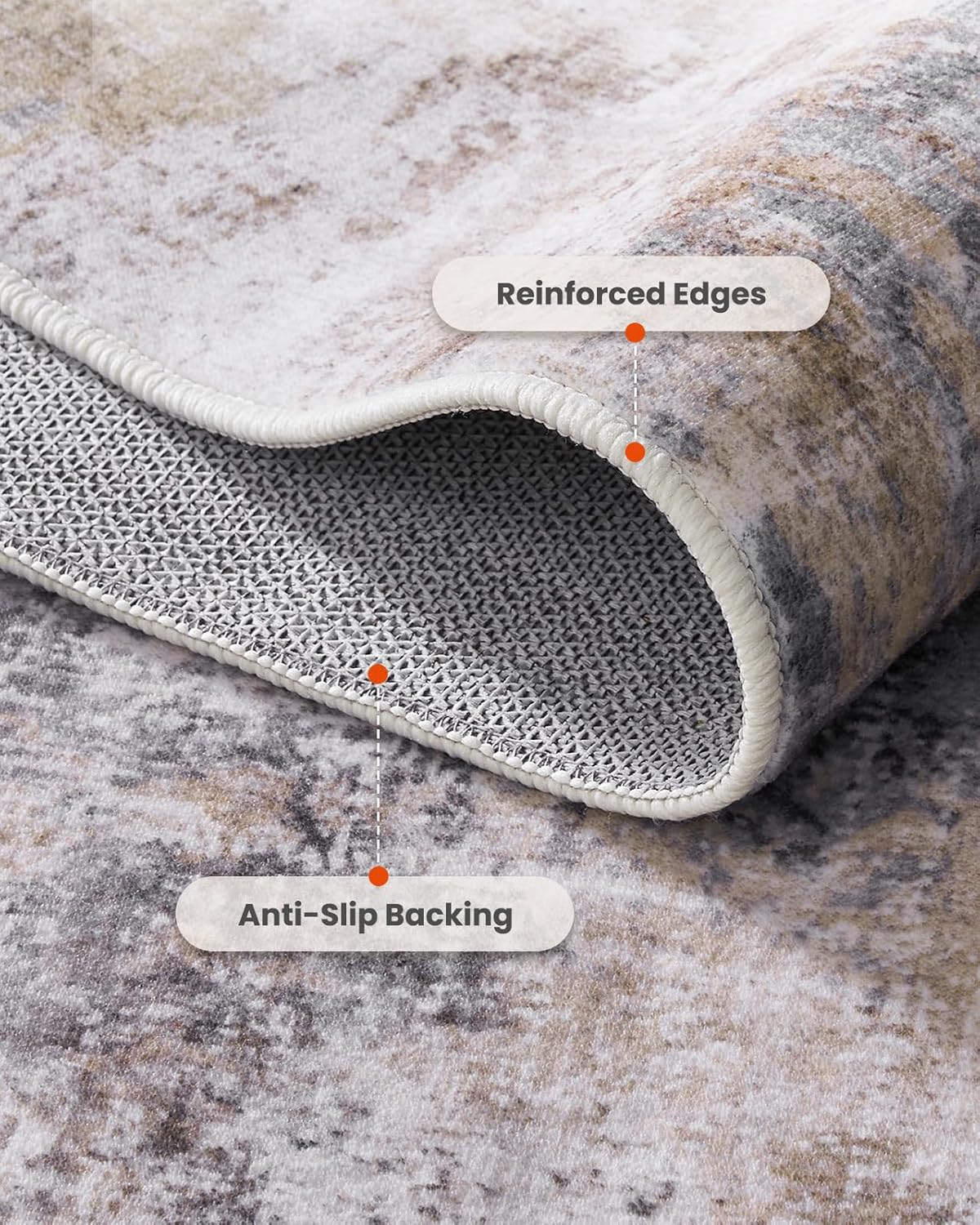 Amada 8x10 Area Rug, Modern Abstract Living Room Rug with Non-Slip Backing & Short Pile, Large Washable Rug with Abstract Pattern for Living Room, Bedroom and Dinning Room, Brown