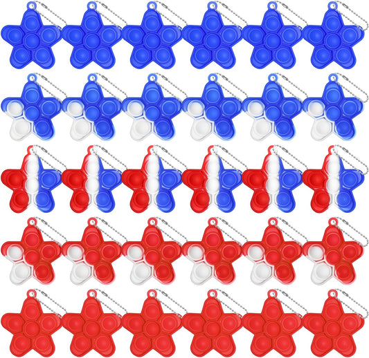 Independence Day Pop dget Toys Fidget Toy Mini Pop Push Fidget Mini Pop Keychain Fidget ToysStress Relief Party Favor Gifts for Kids 30pcs
