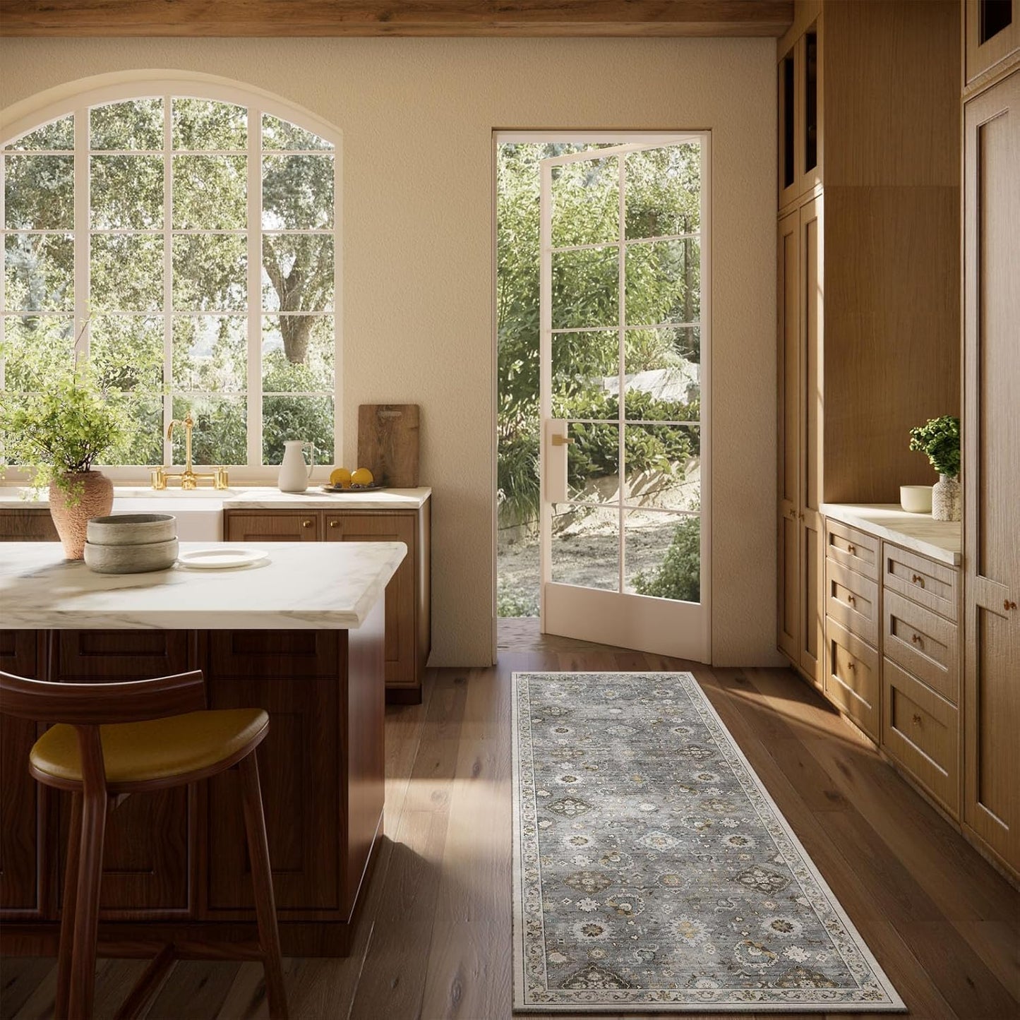 Washable Runners for Hallways Kitchen Rugs: 2'6"x8' Runner Rug Stain Resistant Non Slip Low Pile Soft Carpet Runners for Hallways Indoor Entryway Kitchen Laundry Room Bedroom Bathroom Farmhouse