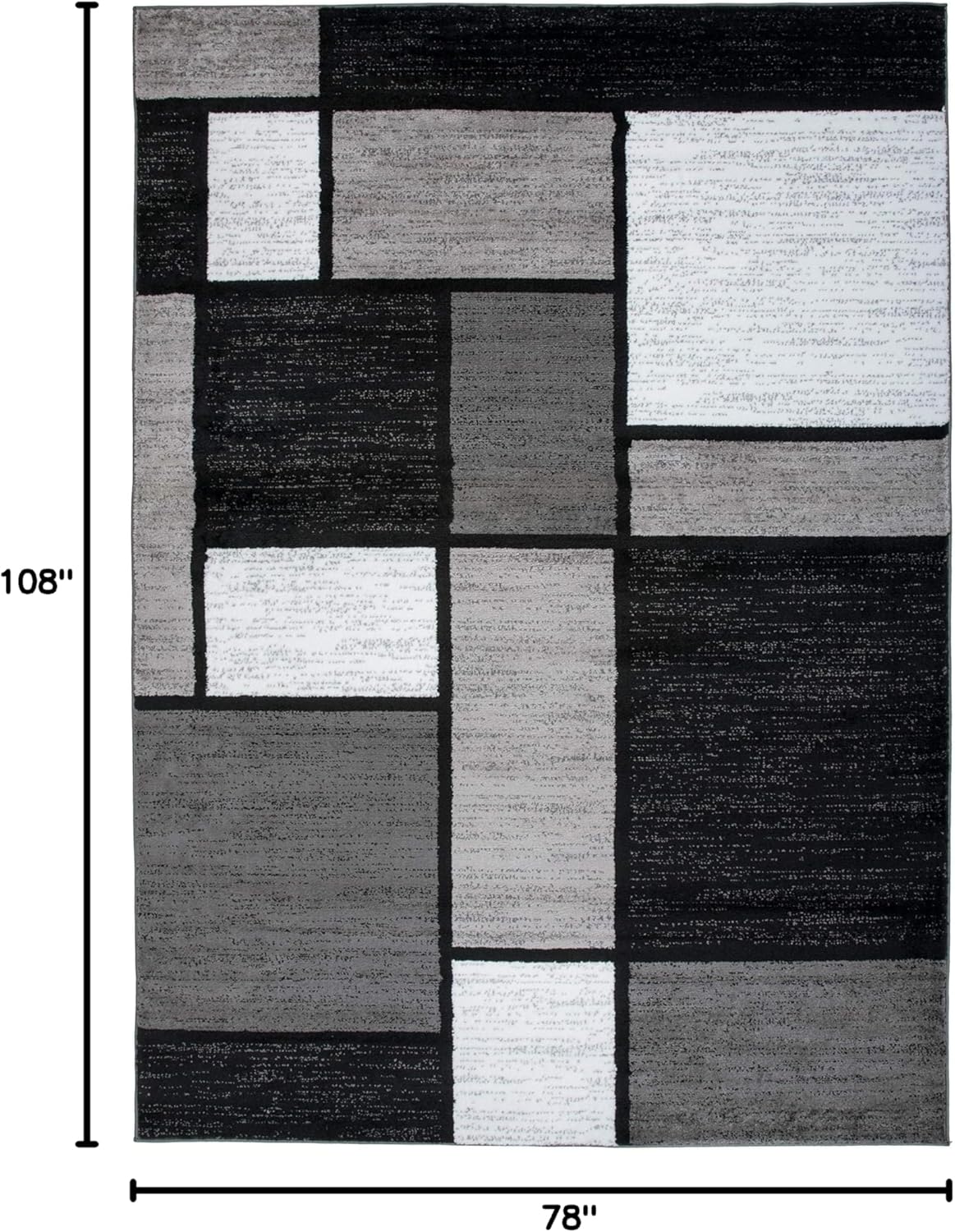 Rugshop Contemporary Modern Boxes for Home Office,Living Room,Bedroom,Kitchen Non Shedding Area Rug 6' 6" X 9' Gray