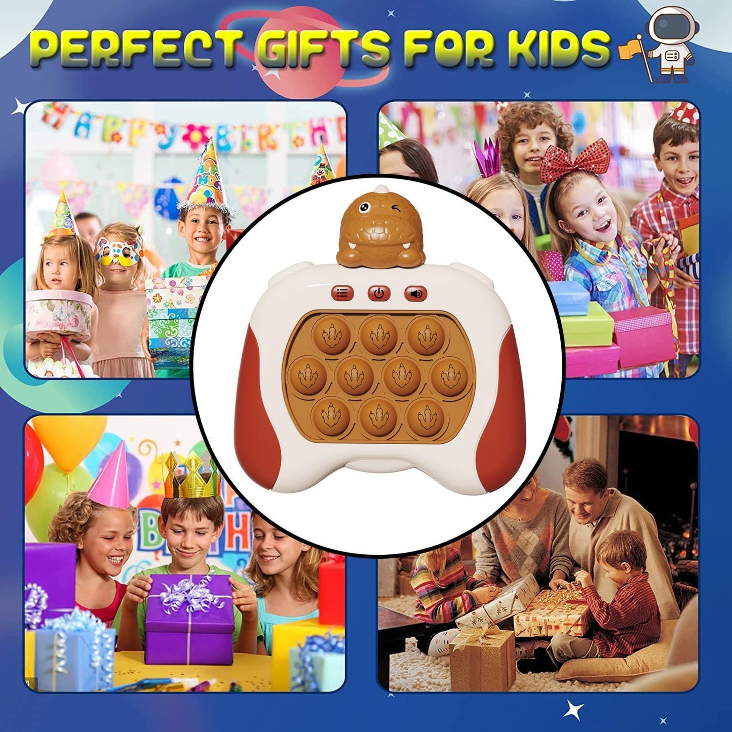 Fast Quick Push Bubble Pop Fidget Toy, Electronic Light Up Game Console, Cool Birthday Present for 6 7 8 9 10-12 Year Boys and Girls Pop Up Stress Relief Toy, Concentration Speed Puzzle Game for Kids