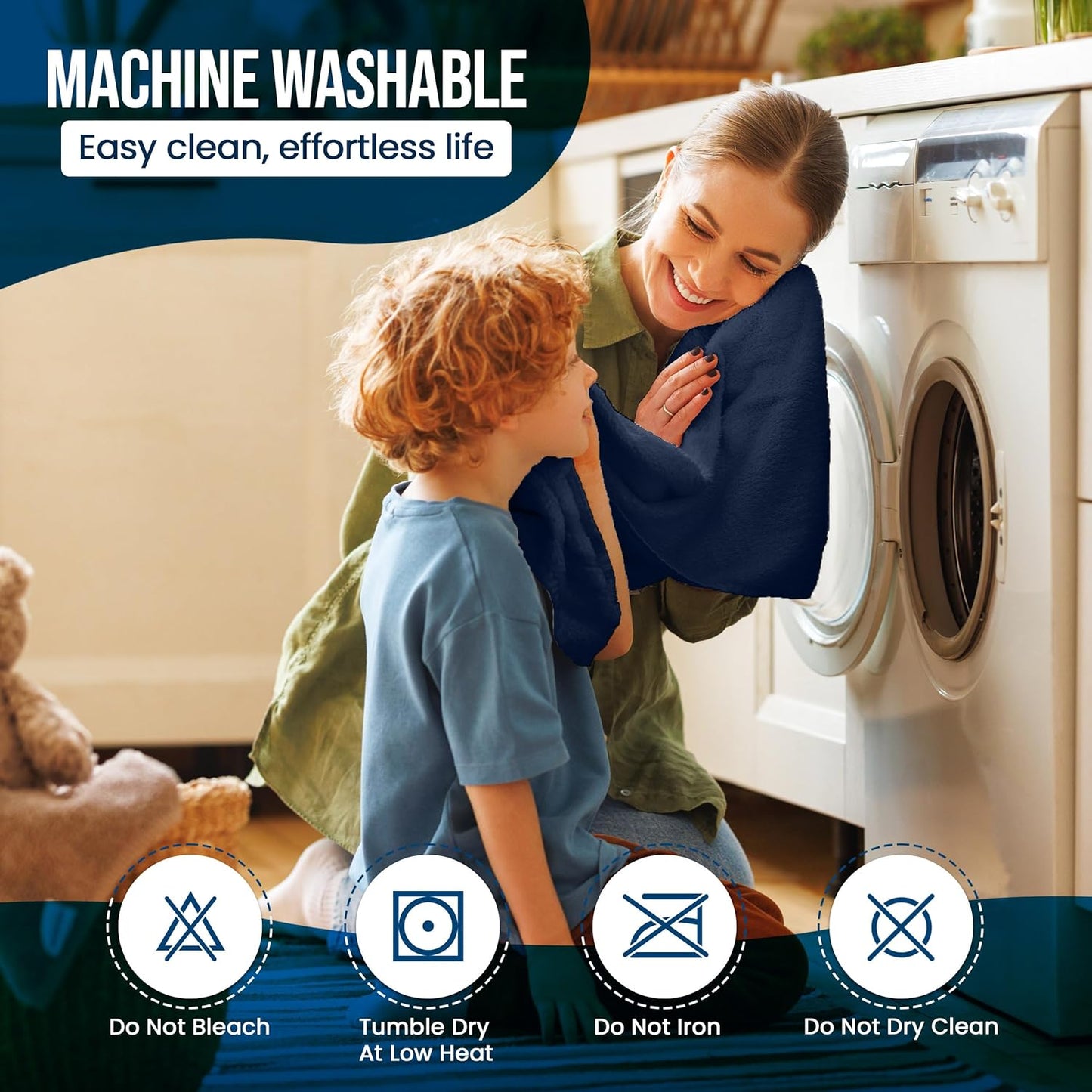 Utopia Bedding Waterproof Mattress Protector King Size, Premium Terry Mattress Cover 200 GSM, Breathable, Fitted Style with Stretchable Pockets (Navy Blue)