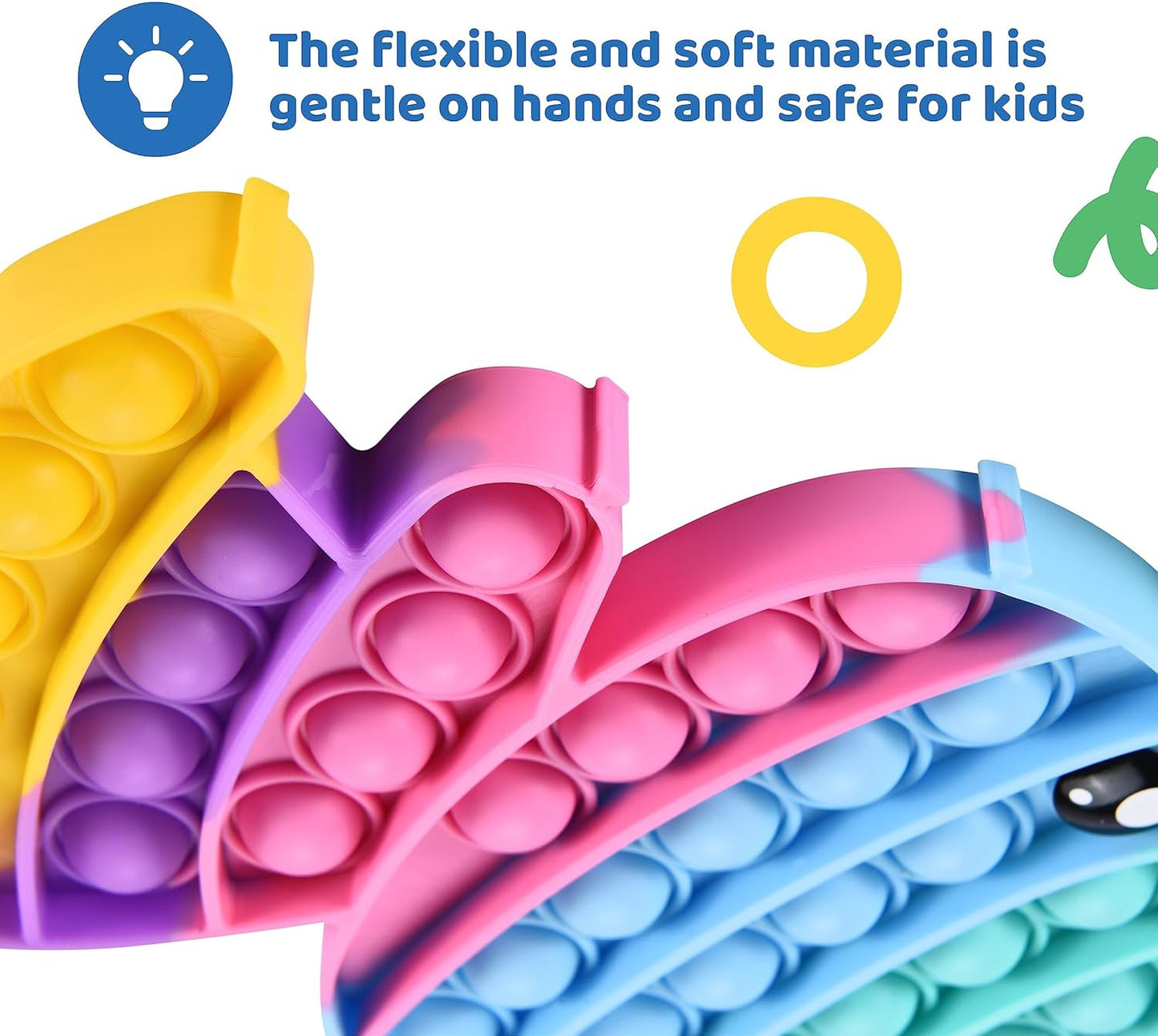 Dazmers Set of 2 Fidget Popper - Pop Fidget Bubble Sensory Toys 2 Pieces - Stress Bubble Popper Finger - Silicone Pressure Relieving Circle Toys for Kids, Toddlers - Autism Special Needs Toy