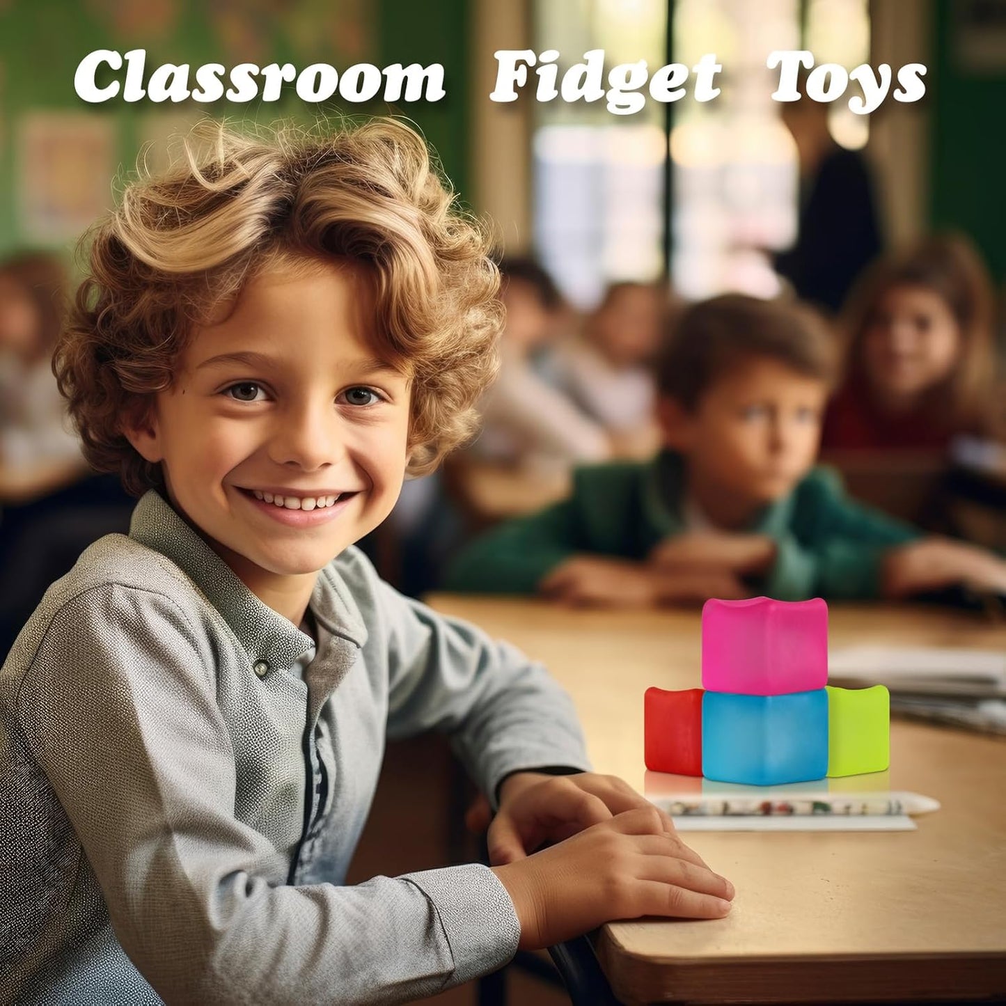 4Pack Slow Rise Squishy Square Cube Nice Stress Cube Gel Stress Balls for Adults, Malt Sugar Stress Balls, Fidget Ice Cube Squishy‘s - Relieve Anxiety/Autism/ADD/ADHD