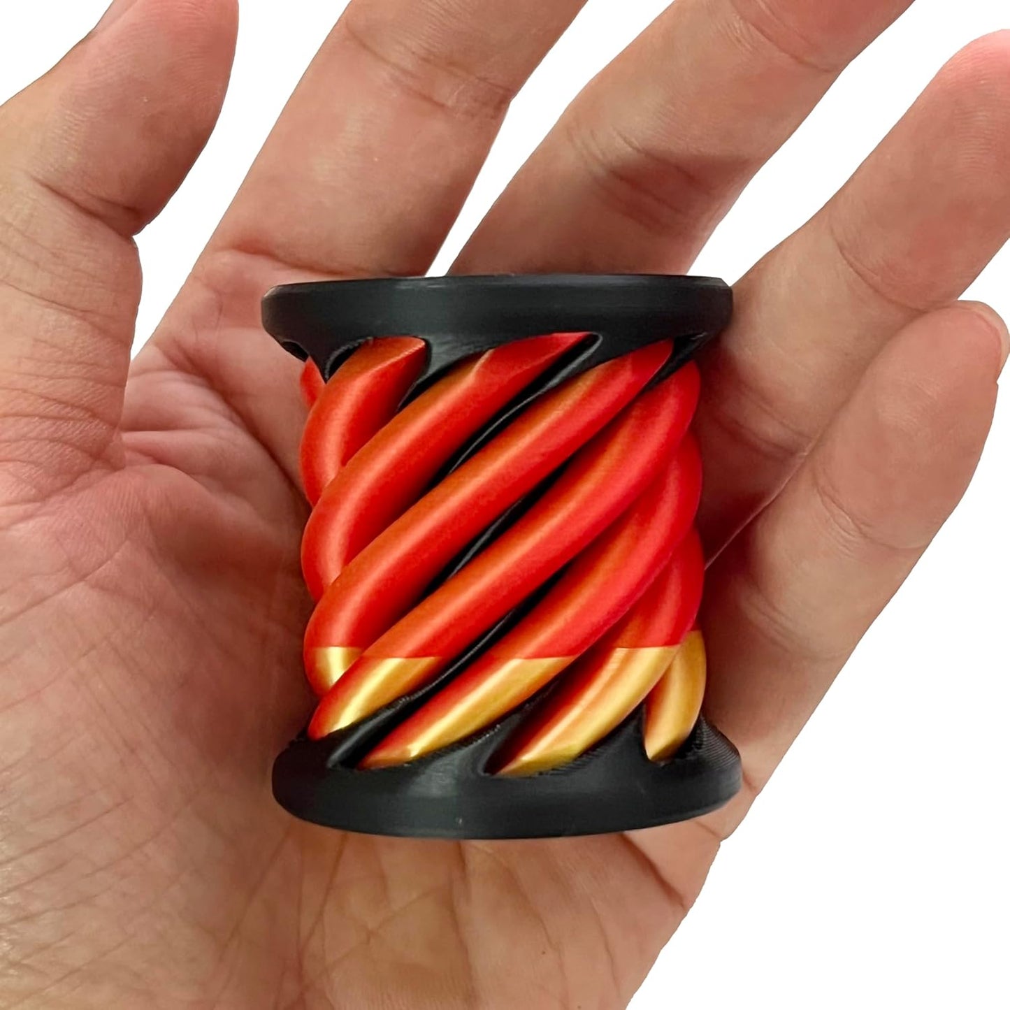 Spiral Cone Fidget Toy - 2PCS, 3D Printed Spiral Cone Toy, Impossible Cone Toys, Pass Through Pyramid Fidget Toy, Mini Vortex Thread Illusion, Spiral Decompression Push Toys (Cone + Cylinder)