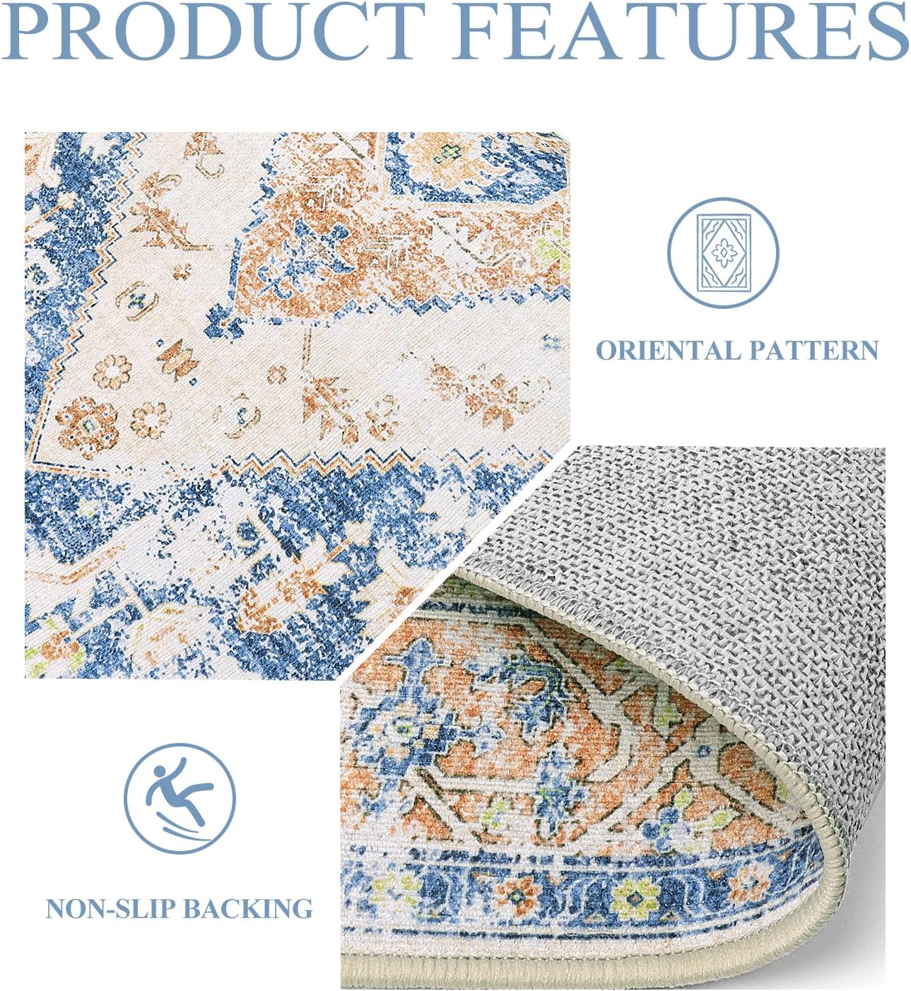 Lahome Boho 2x6 Hallway Runner Rug, Non-Slip Thin Washable Kitchen Rugs, Oriental Distressed Print Carpet Runner for Entryway Bedroom Bathroom Laundry