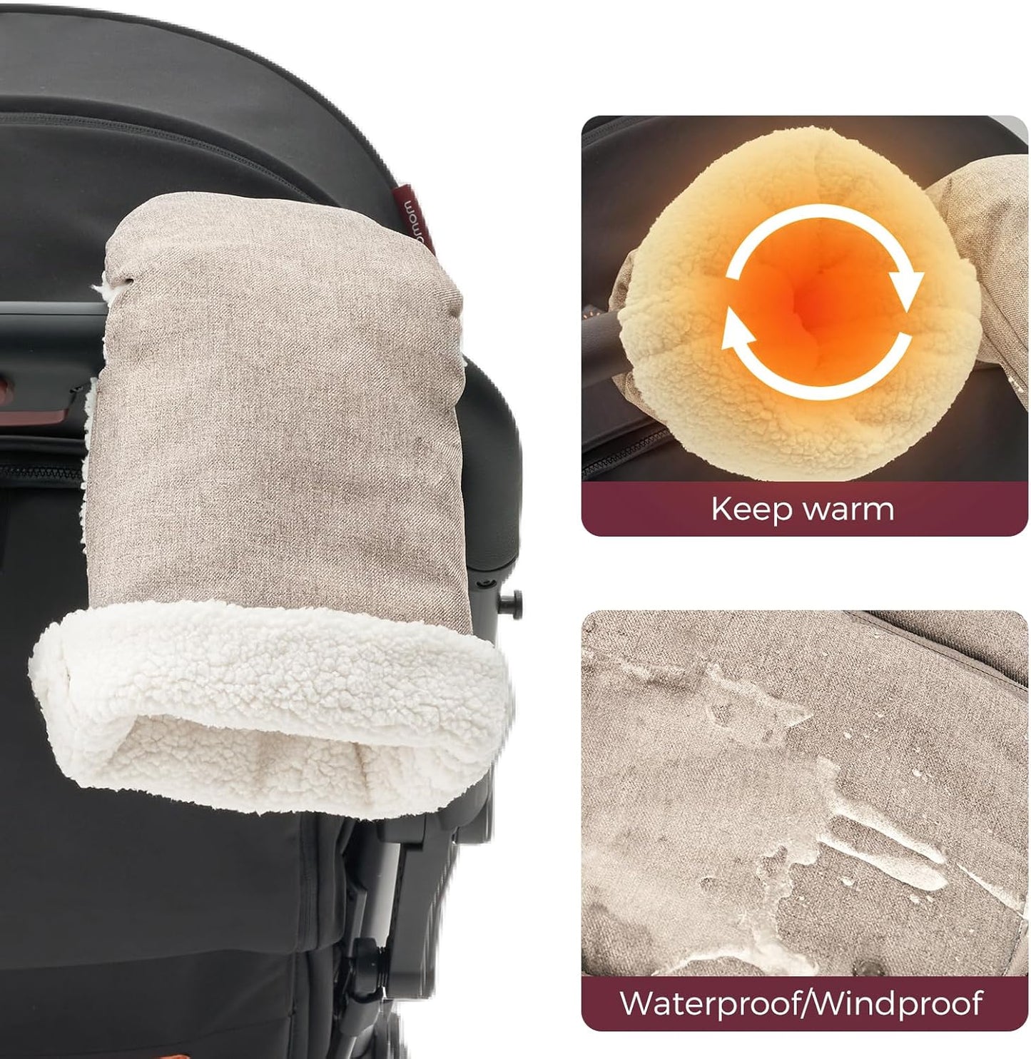Momcozy Stroller Gloves Warmmuffs | Universal Winter Anti-Freeze Stroller Mittens | Winter Handmuff Stroller Accessories | Ultra-Plush,Weather-Proof | Foldable Adjustable | Shopping Golf Pet Cart