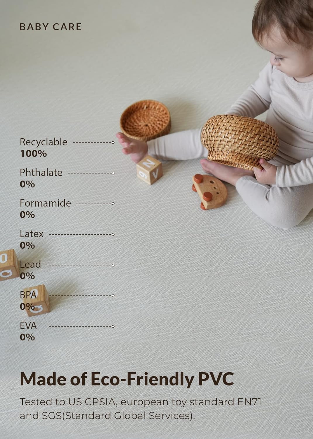 Baby Care Play Mat (Medium, Hygge - Aztec & Arbor) 73" x 49" Original One-Piece Reversible Rollable Waterproof Play Mat for Infants, Babies, Toddler, and Kids