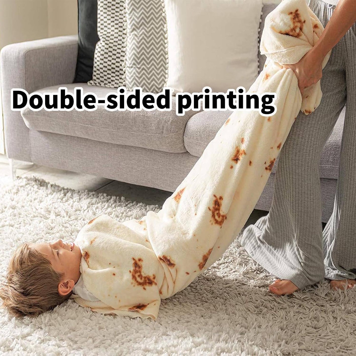 Burrito Tortilla Blanket White Elephant Gifts for Kids Stuff Useful Adults Teenagers Taco Throw Blankets Wrap Boy Girl Party Novelty Gag Pets Soft Fleece 61in