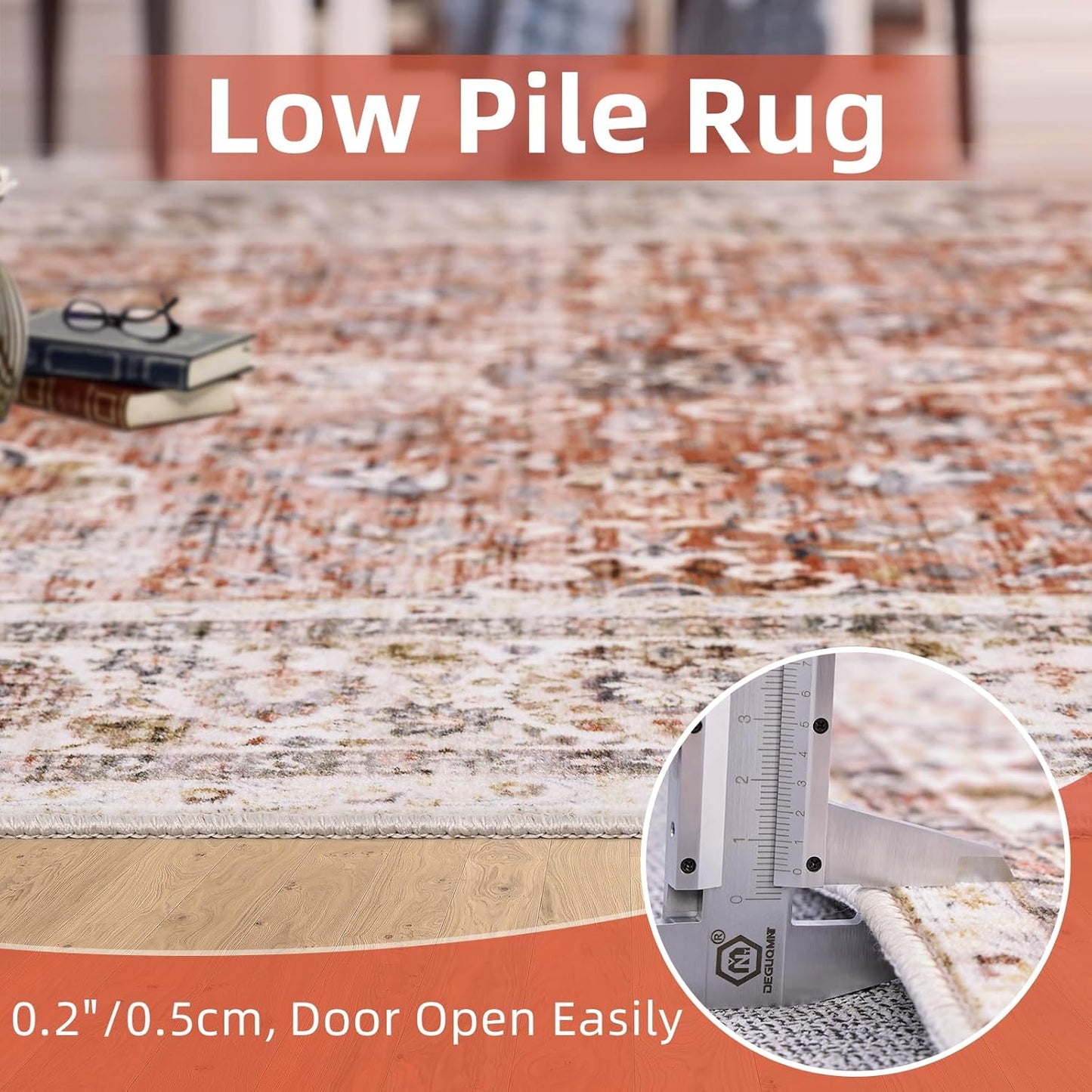 Deerly 2x3 Entry Rugs Small Area Rugs for Bedroom Living Room Bathroom Kitchen, Small Soft Rugs Low Pile Non-Slip Rubber Backing Oriental Door Mat, Brick Red