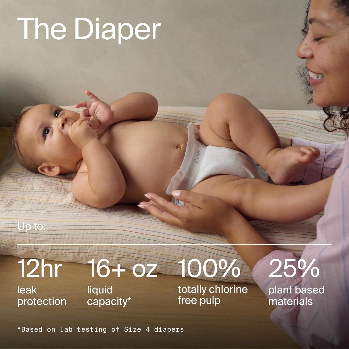 Coterie Baby Wipes + Diapers Kit, Size 1 (99 Count) & Size 2 Diapers (186 Count), 4 Pack (224) Baby Wipes with 99% Water, Plant Based Materials, Hypoallergenic for Sensitive Skin