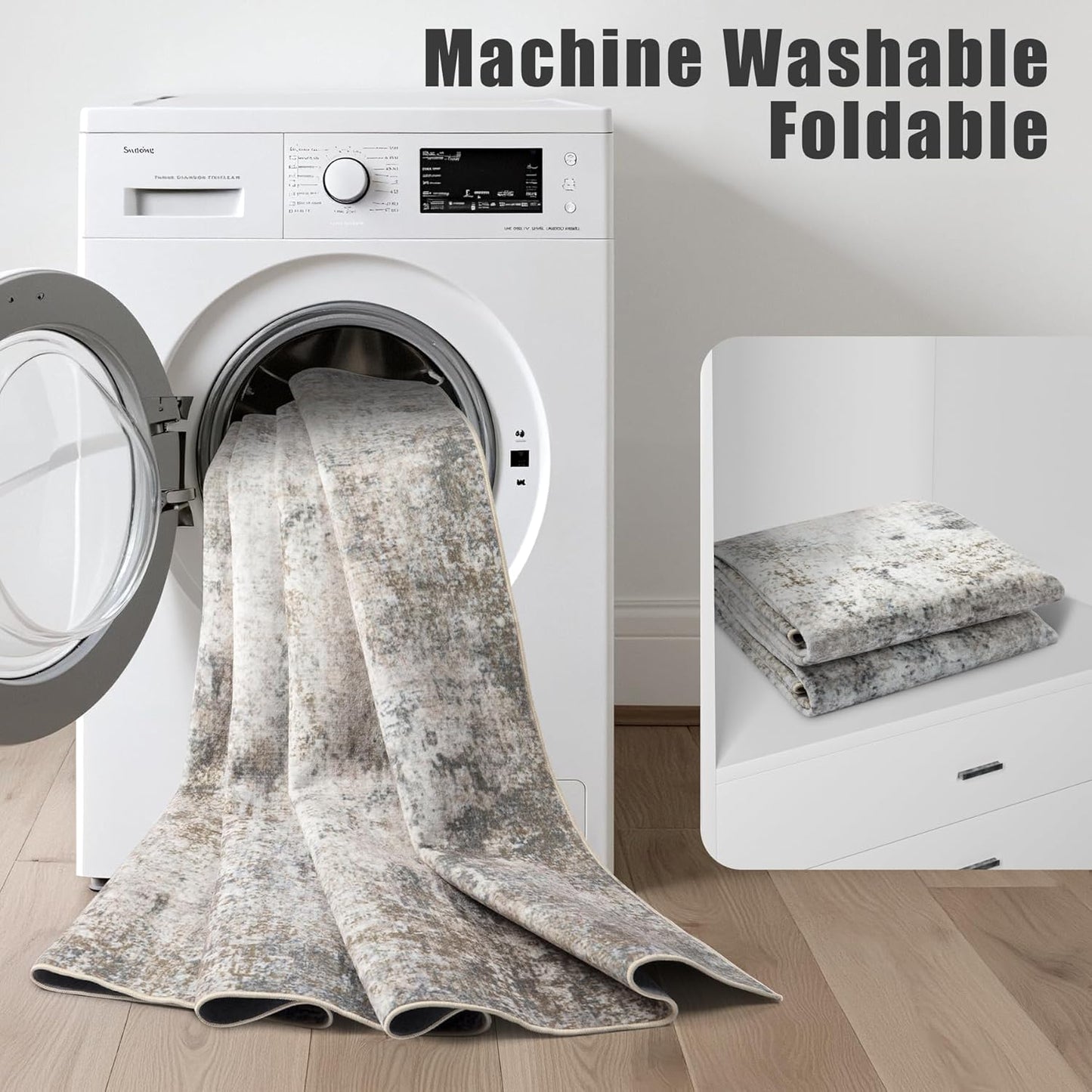 9x12 Area Rug Living Room Rug: Washable Modern Abstract Soft Thin Rug Indoor Floor No Slip Stain Resistant Carpet for Bedroom Dining Room Farmhouse Nursery Home Office - Brown Grey