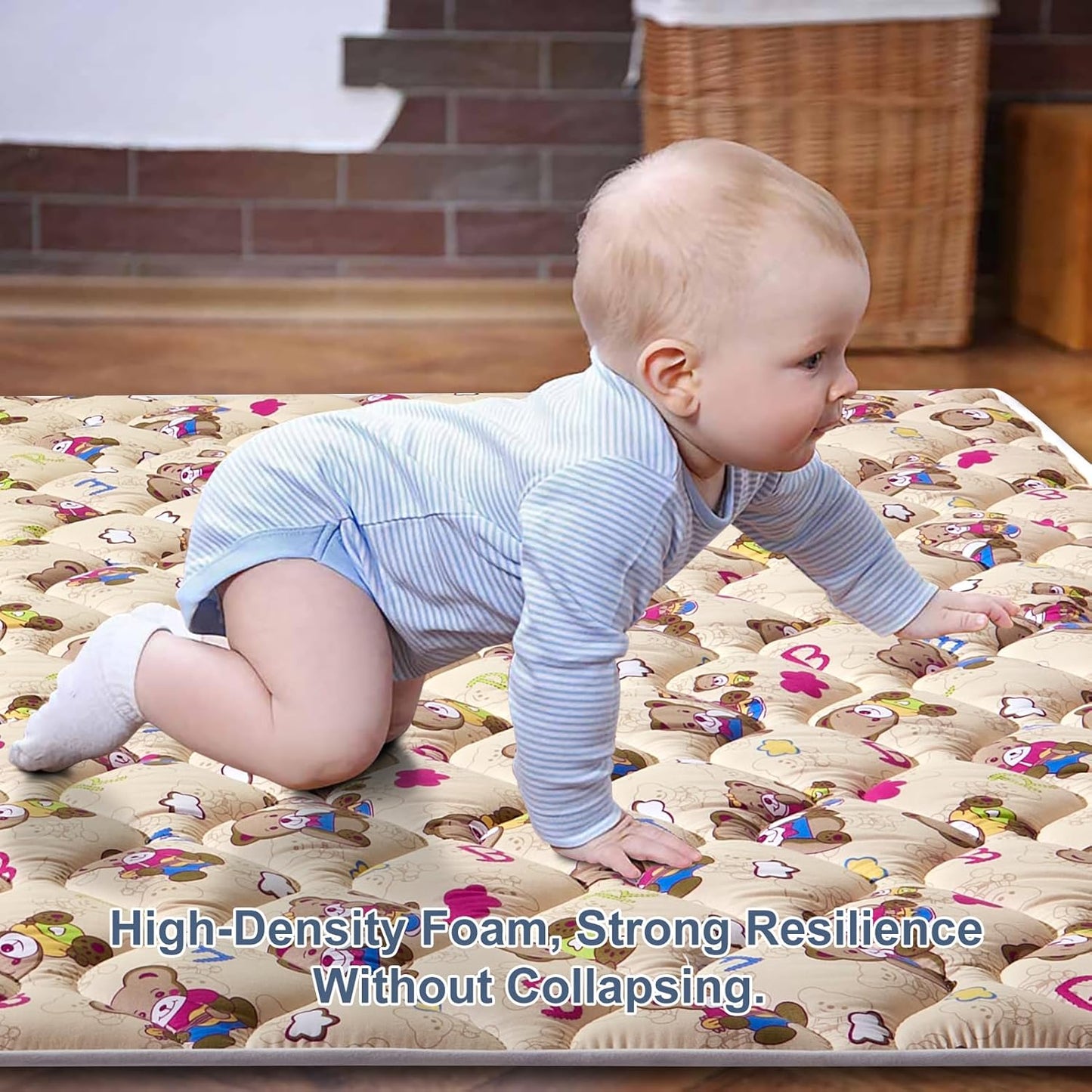 Vibe Bear Baby Play Mat - 79" X 63",Premium Thicker Foam One-Piece Crawling Mat, Extra Large Anti-Slip Activity Playmat for Babies, Toddlers & Infants