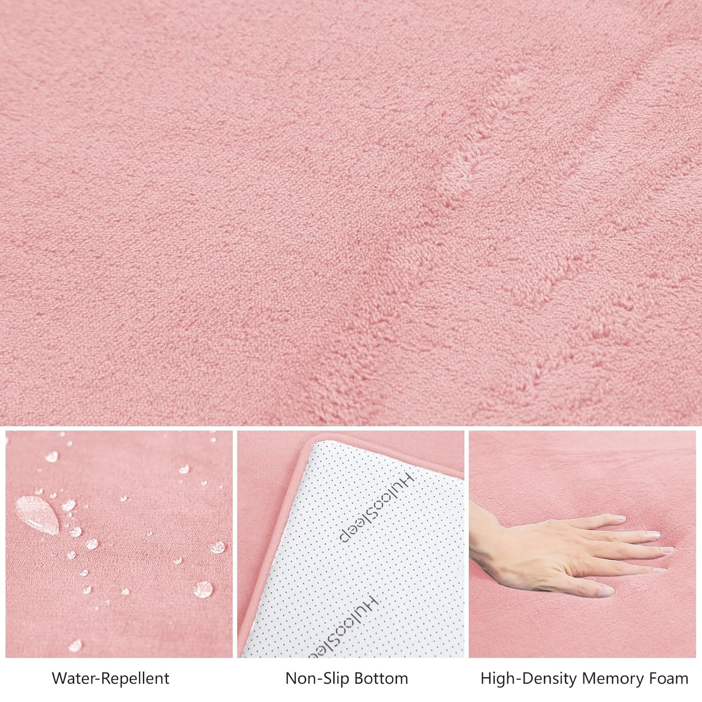 Baby Play Mat for Floor,1.3" Thick Elasti-Foam 50"×50" Playpen Mat for Tummy Time,Water Repellent Soft Coral Velvet for Toddler,Infant,Kids,Non-Slip Backing Safe for Crawling(Pink)
