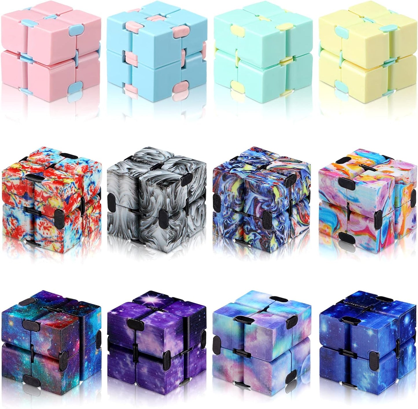 12 Pieces Mini Cube Blocks Mini Cube Desk Toy Magic Sensory Tool Blocks Puzzle Flip Cube for Teens Adults Birthday Favors (Star and Macarons)