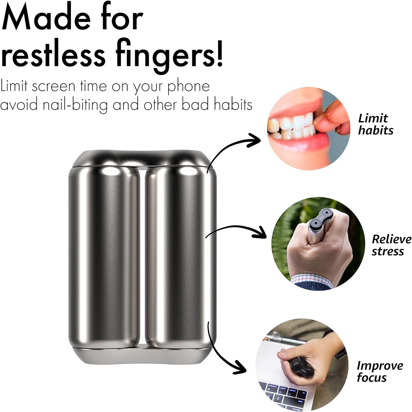 ONO Roller - Handheld Fidget Toy for Adults | Help Relieve Stress, Anxiety, Tension | Promotes Focus, Clarity | Compact, Portable Design (Mini Size/Stainless Steel, Steel)