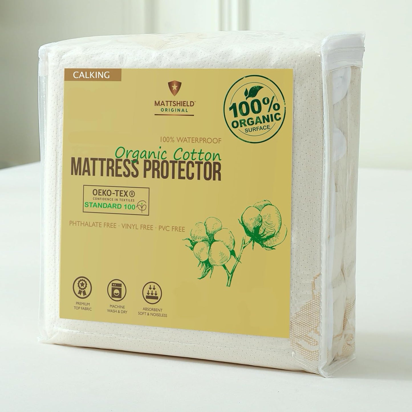 Waterproof Organic Mattress Protector California King - Organic Cotton Breathable Mattress Pad Cover - 200 GSM Comfort - Deep Pocket - Fitted Comfort