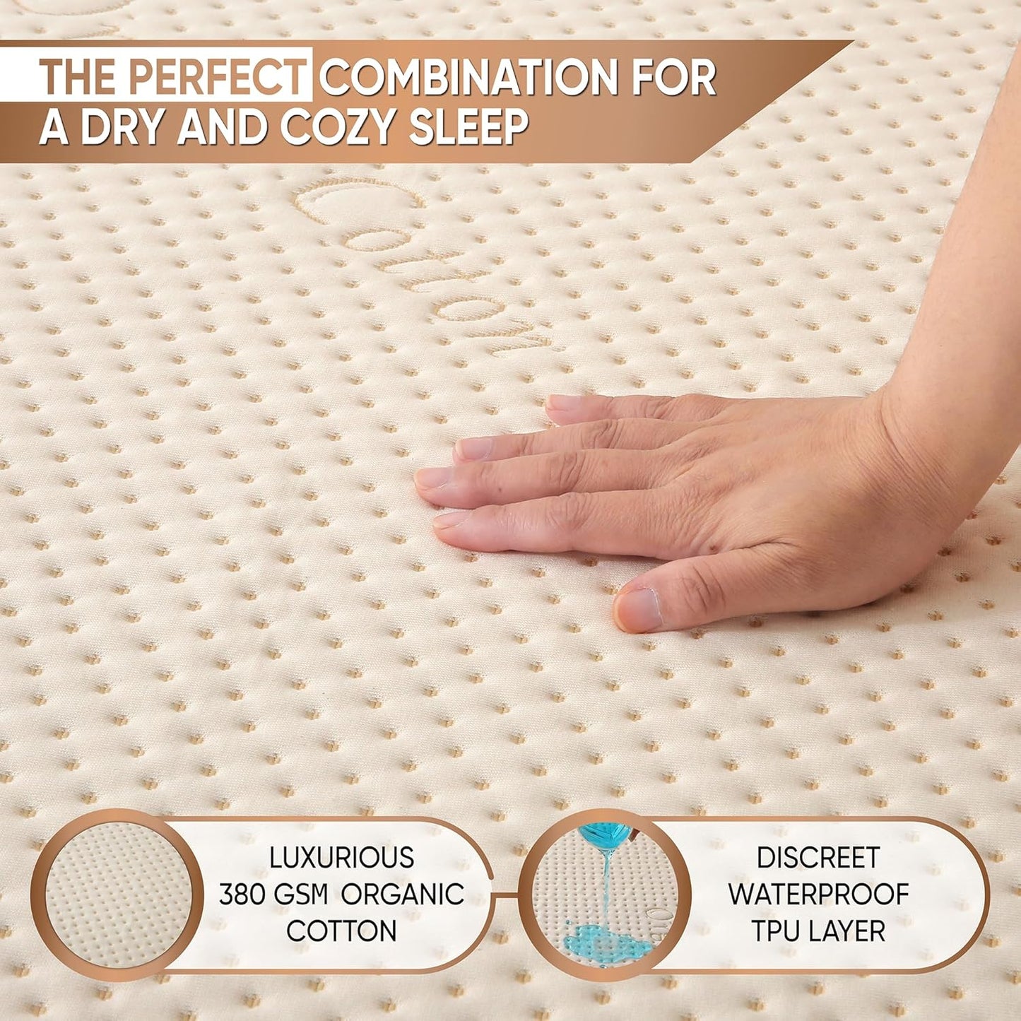Luxury Organic Mattress Protector Pad Crib - Certified Organic Cotton, Waterproof Skin-Friendly Breathable Mattress Cover - Premium 380 GSM Comfort - Jersey Cotton Skirt