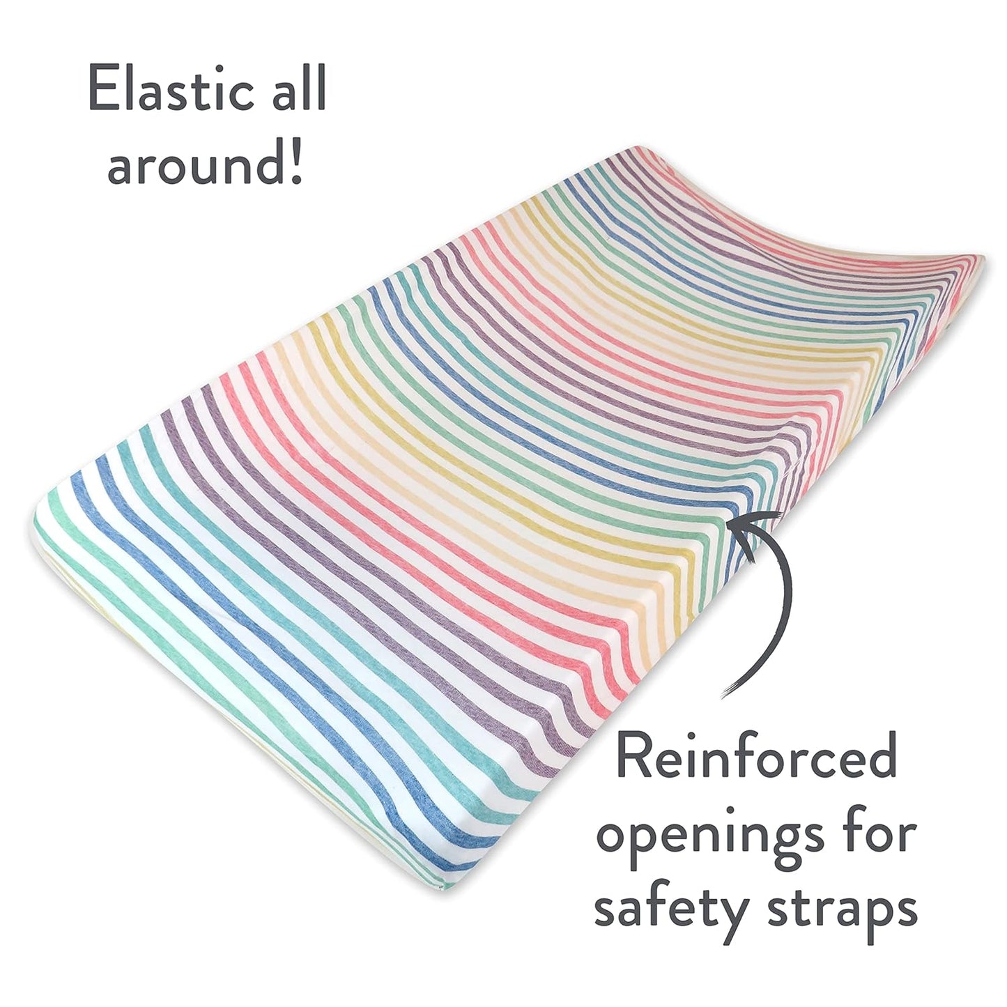 HonestBaby Girls Organic Cotton Changing Pad Cover, Rainbow Stripe, One Size