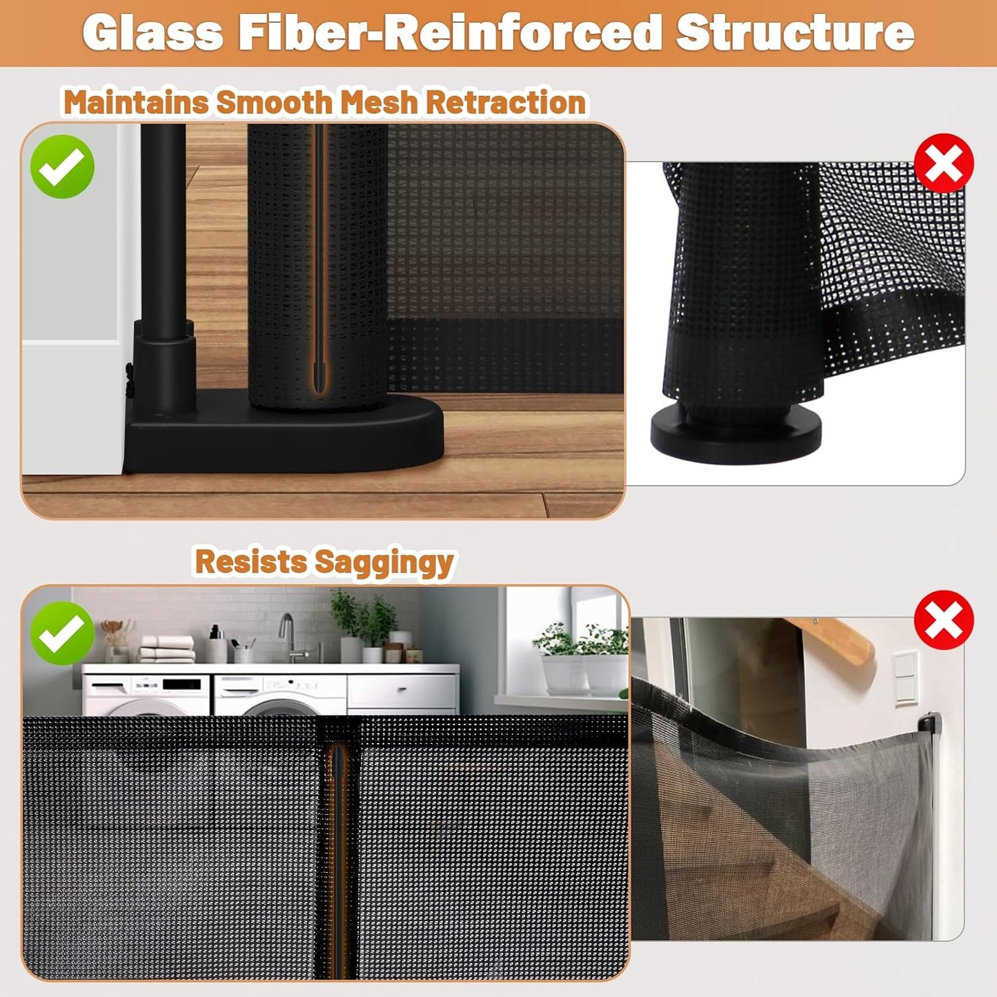 Retractable Baby Gates for Stairs, 78" Extra Wide Retractable Dog Gate with Support Rods for The House, 42" Extra Tall Baby Safety Gates Pet Gate for Doorways, Hallways, Indoor, Outdoor